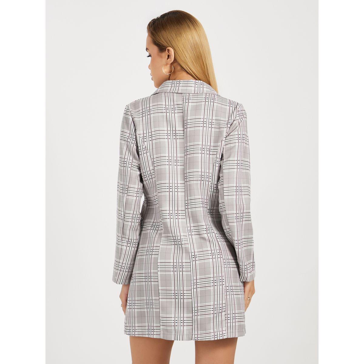 Styli Checked Belted Blazer Mini Dress-women-clothing-dresses-image-4