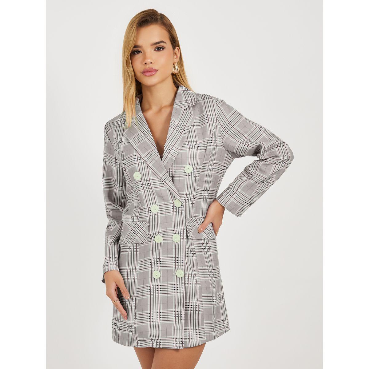 Styli Checked Belted Blazer Mini Dress-women-clothing-dresses-image-6
