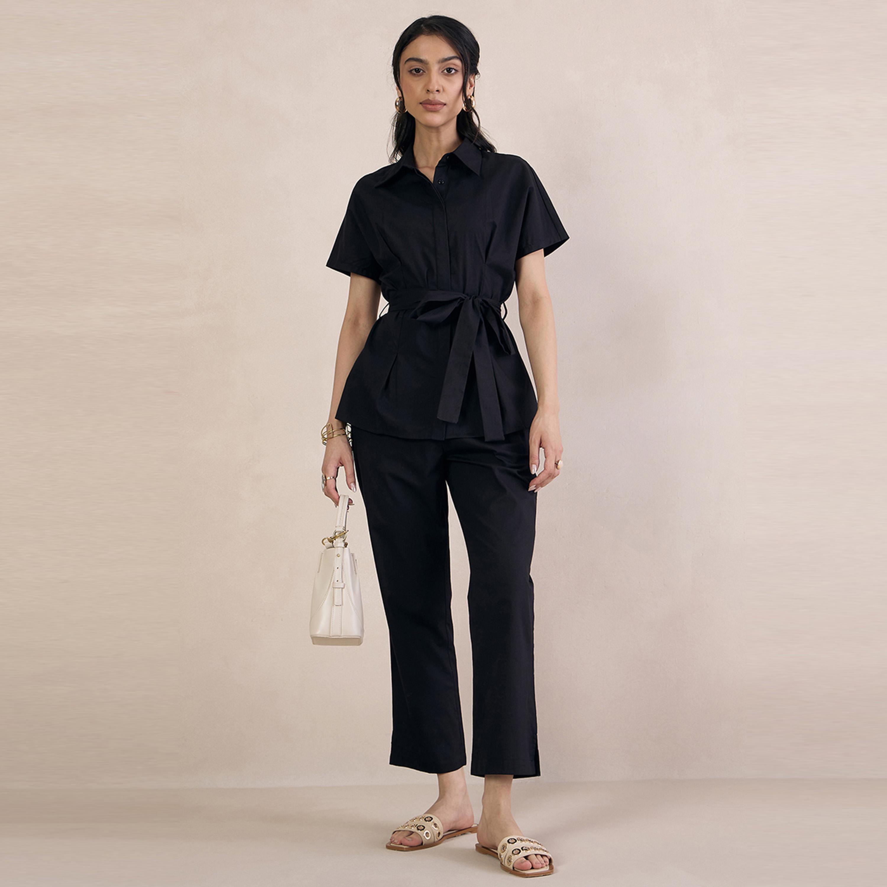 بنطال بوبلين قصير بجيب جانبي فِميلا × ستايلي-women-clothing-bottoms-trousers-image-5