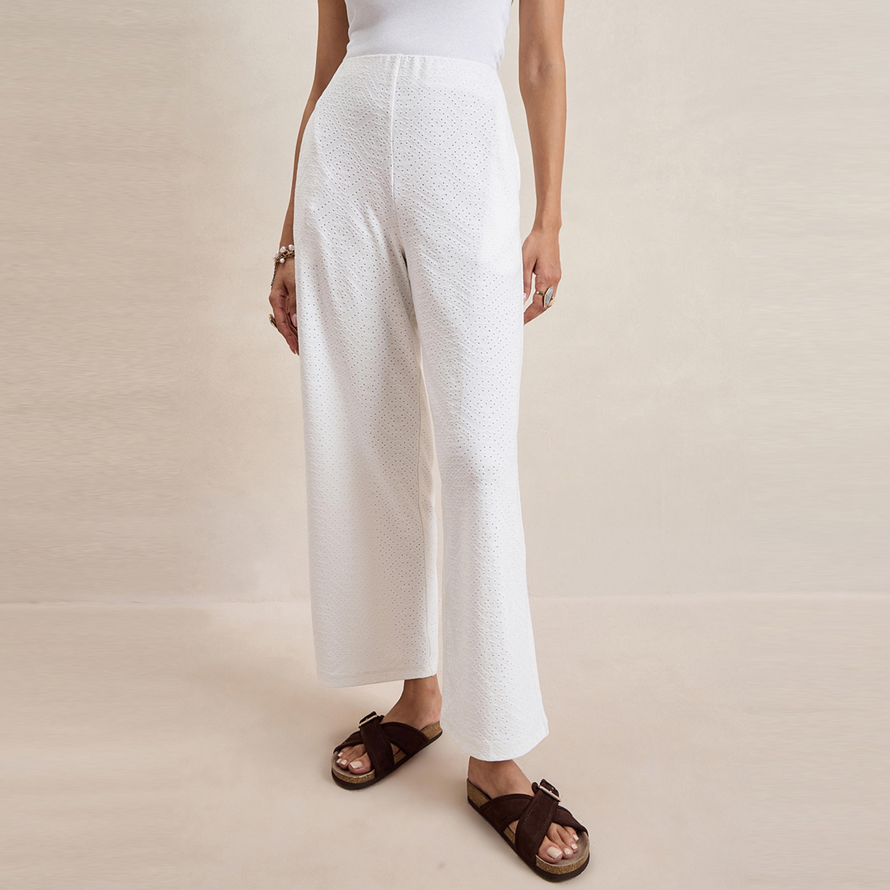 Femmella X Styli  Knitted Schiffli Straight Leg Pants-women-clothing-bottoms-trousers-image-2