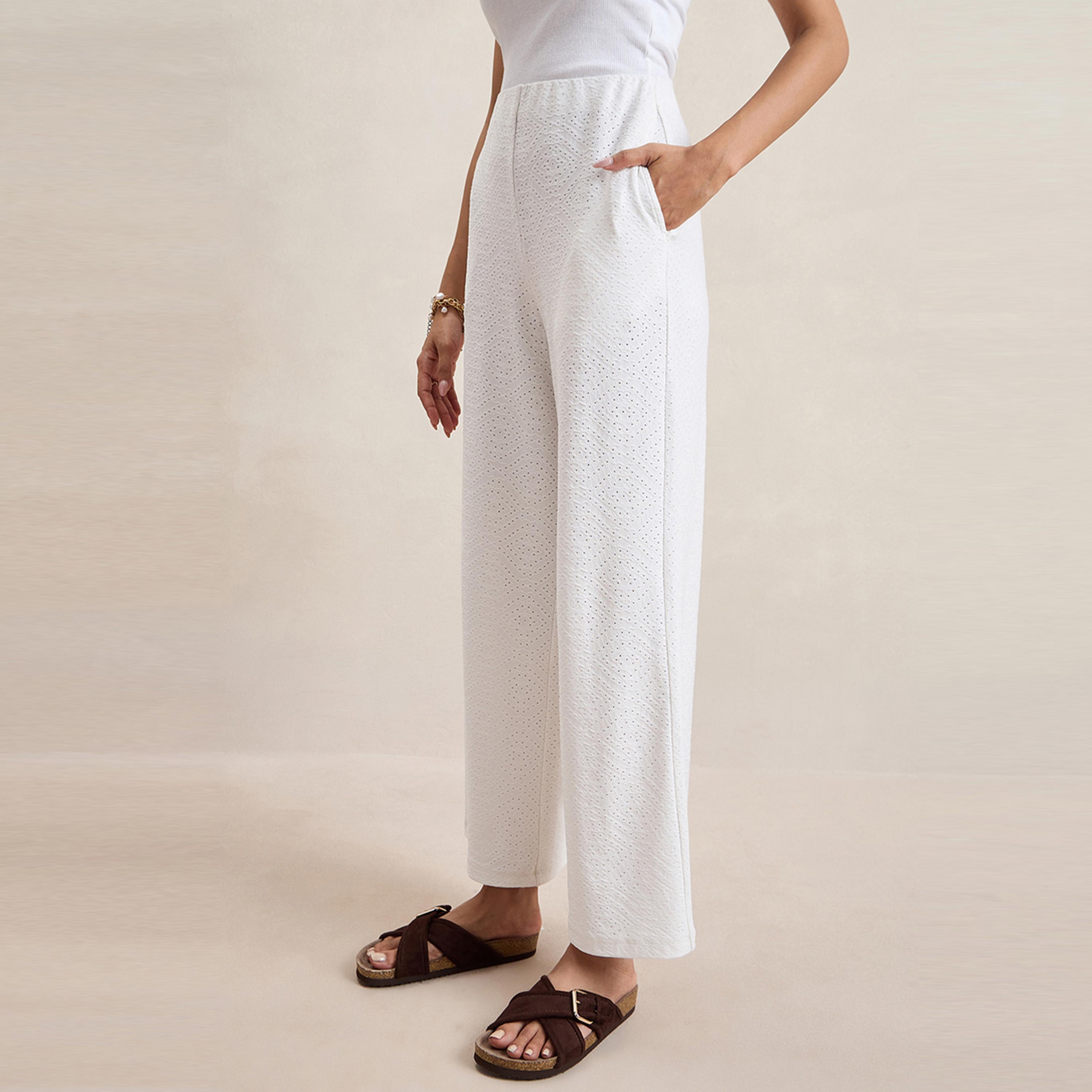 Femmella X Styli  Knitted Schiffli Straight Leg Pants-women-clothing-bottoms-trousers-image-3