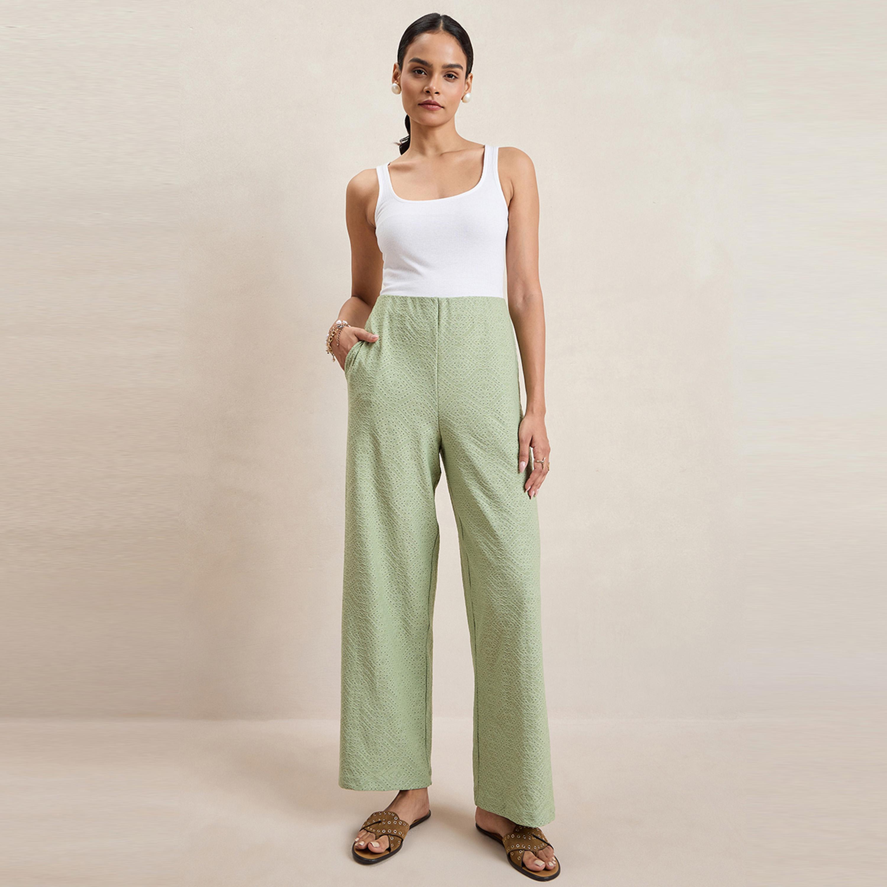 بنطال شيفلي محبوك بأرجل مستقيمة فِميلا × ستايلي-women-clothing-bottoms-trousers-image-3