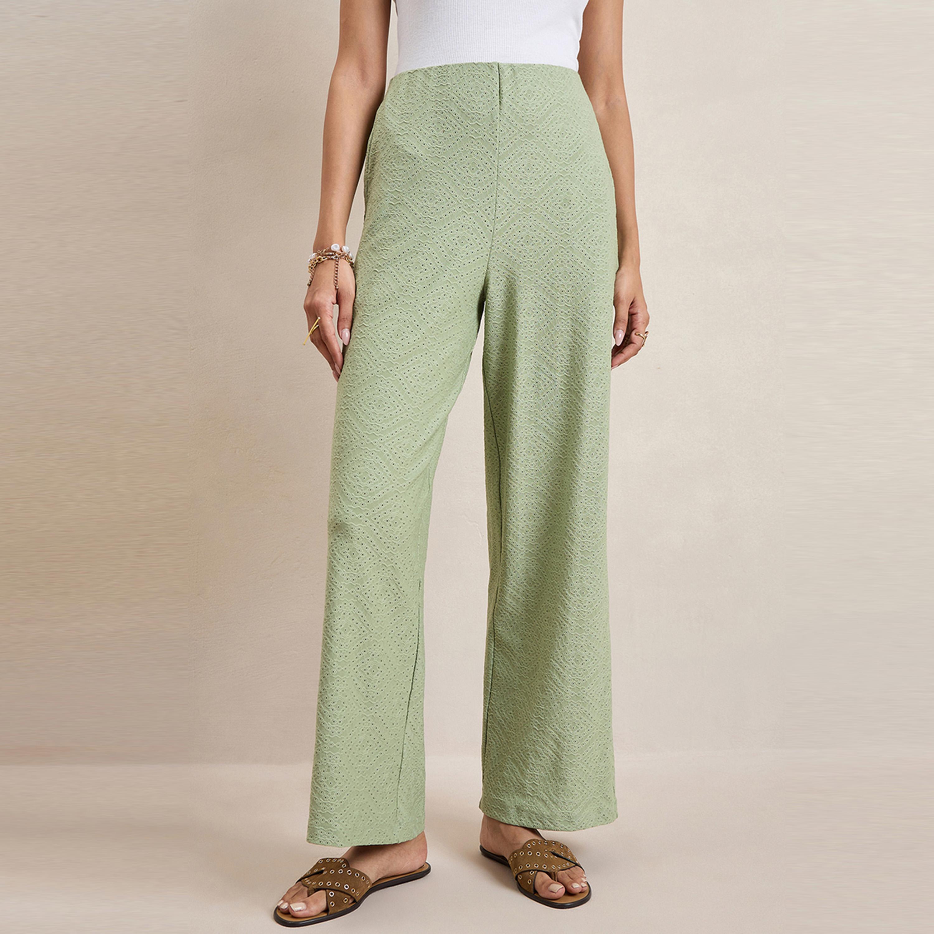 بنطال شيفلي محبوك بأرجل مستقيمة فِميلا × ستايلي-women-clothing-bottoms-trousers-image-5