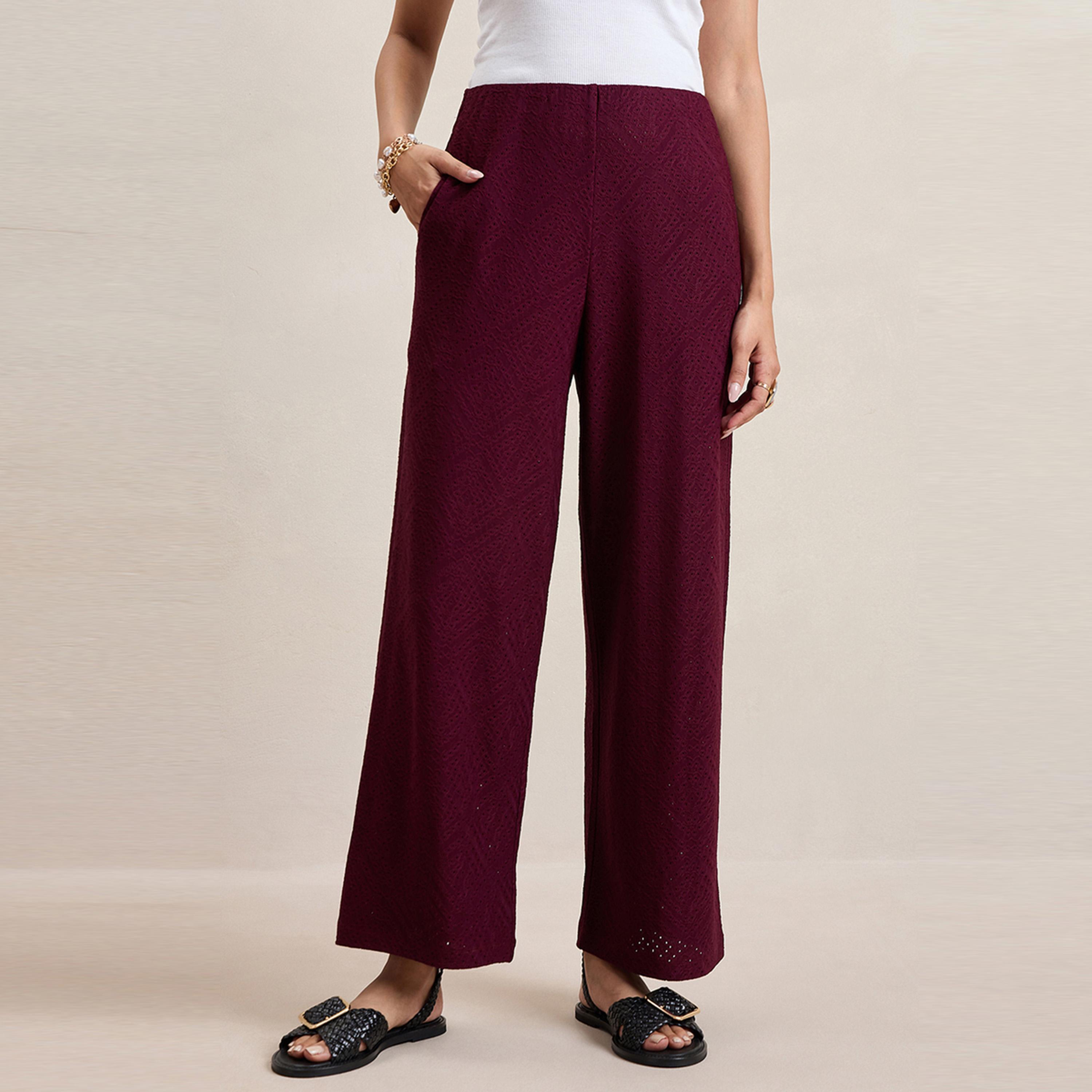 بنطال شيفلي محبوك بأرجل مستقيمة فِميلا × ستايلي-women-clothing-bottoms-trousers-image-1