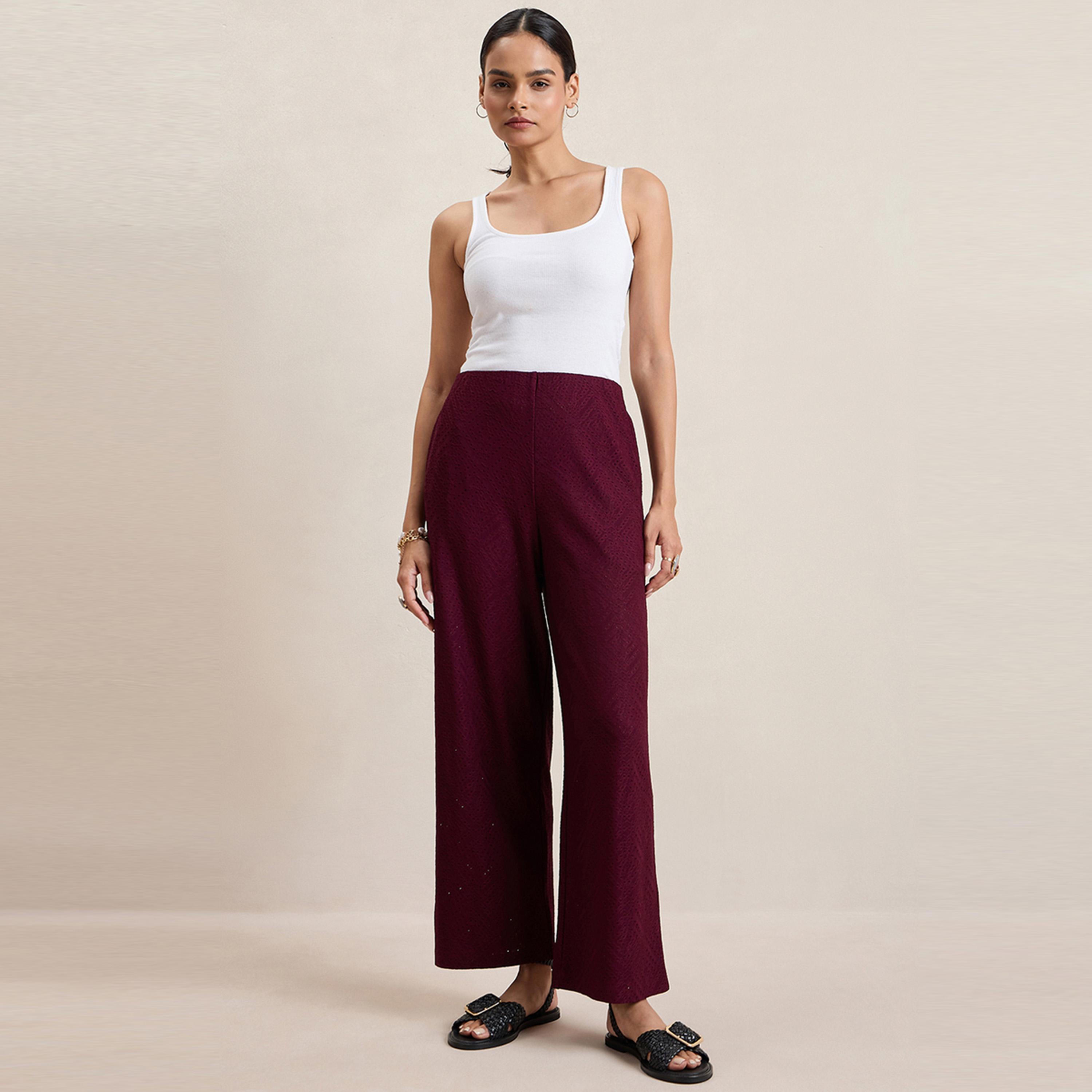 بنطال شيفلي محبوك بأرجل مستقيمة فِميلا × ستايلي-women-clothing-bottoms-trousers-image-2