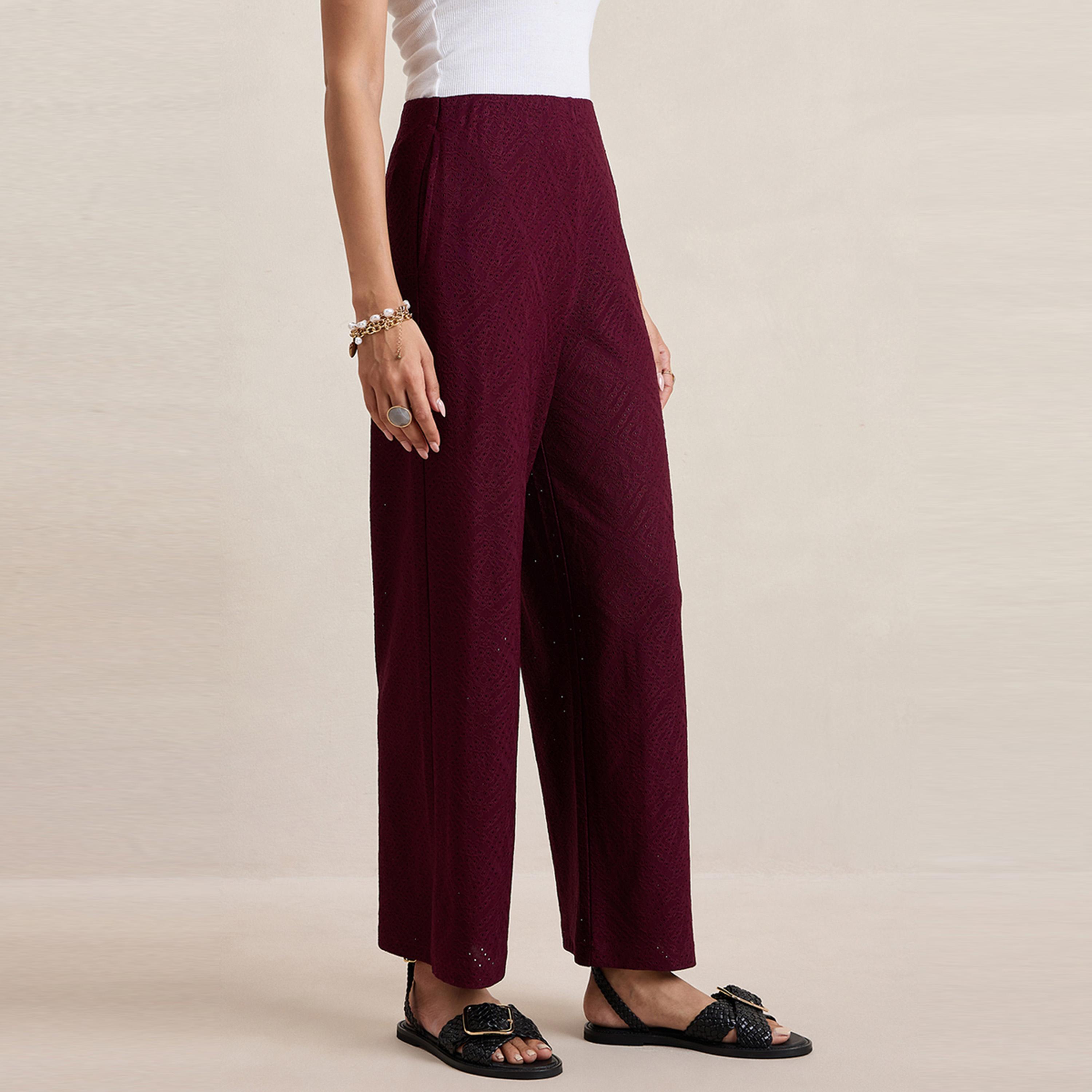 بنطال شيفلي محبوك بأرجل مستقيمة فِميلا × ستايلي-women-clothing-bottoms-trousers-image-3