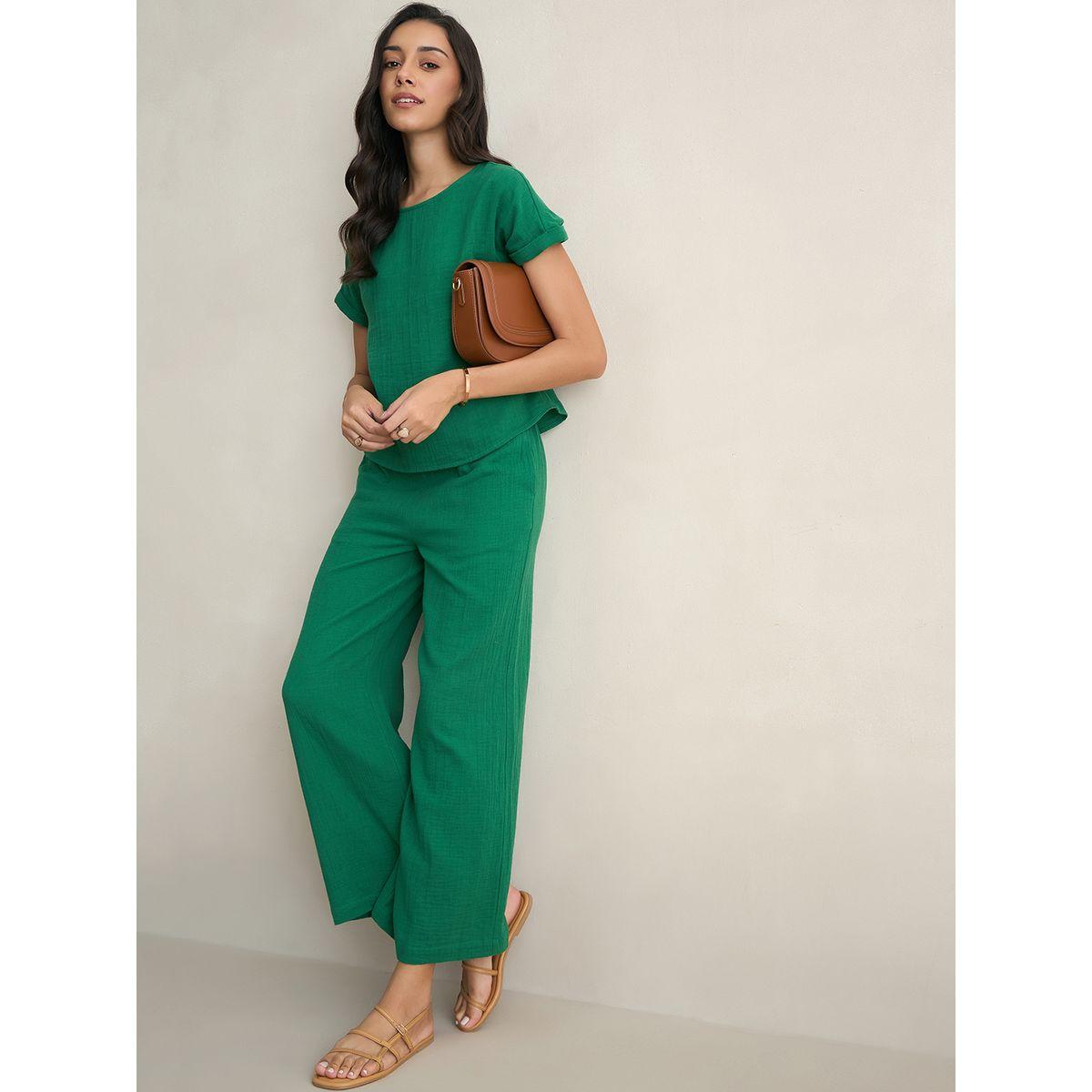 Femmella X Styli  Solid Crinkled Turn-Up Sleeve Top-women-clothing-shirtsandblouses-blouses-image-6