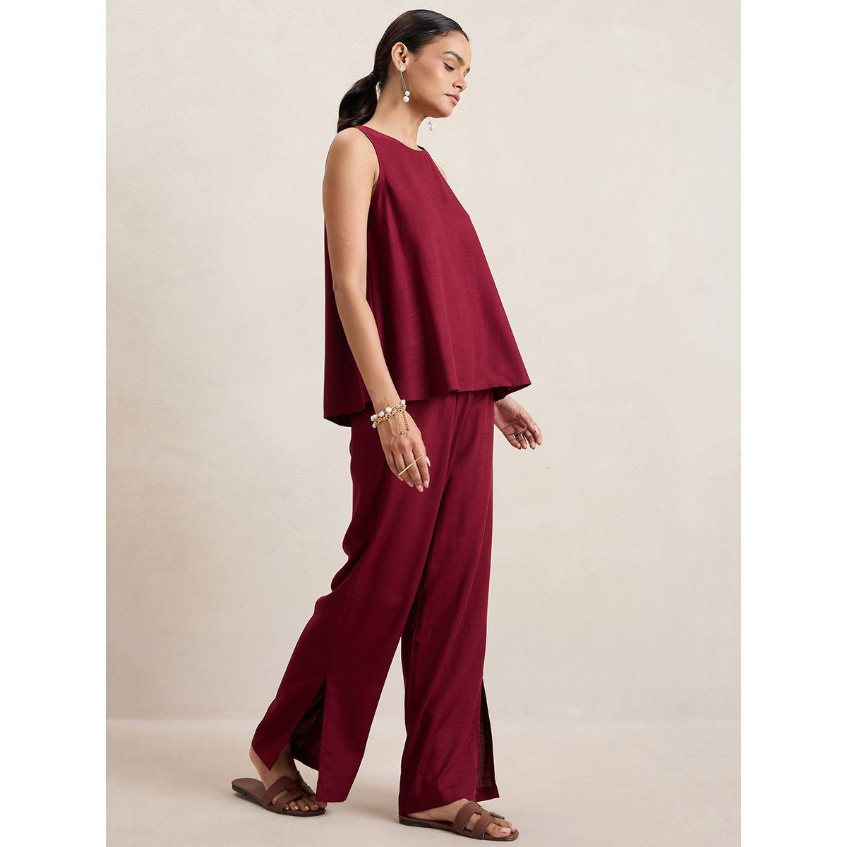 Femmella X Styli  Solid Round Neck Top & Pants Co-Ords-women-clothing-coordsets-image-4