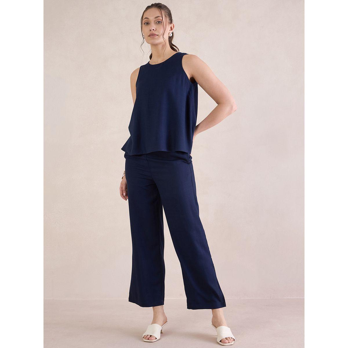 Femmella X Styli  Solid Round Neck Top & Pants Co-Ords-women-clothing-coordsets-image-6