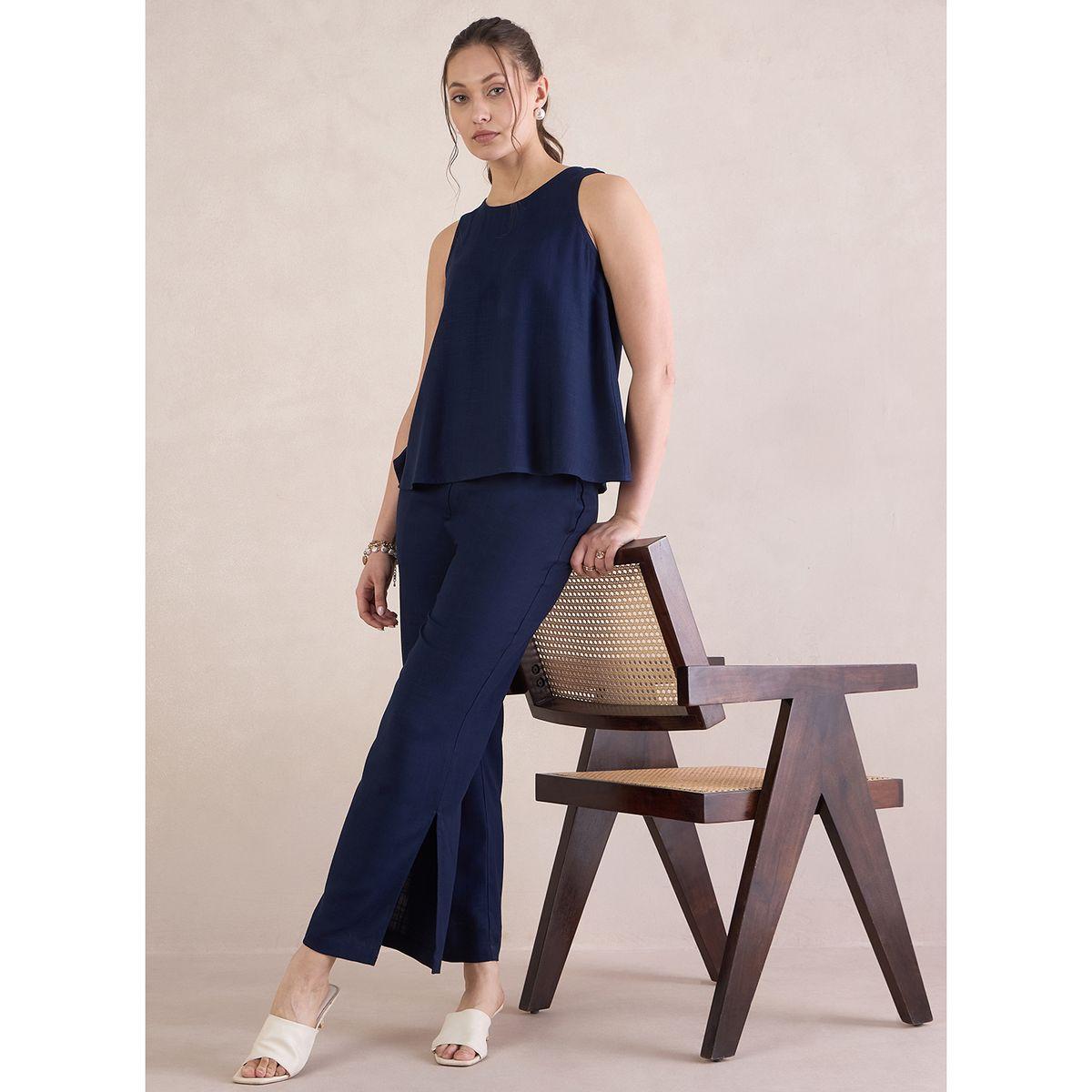 Femmella X Styli  Solid Round Neck Top & Pants Co-Ords-women-clothing-coordsets-image-7