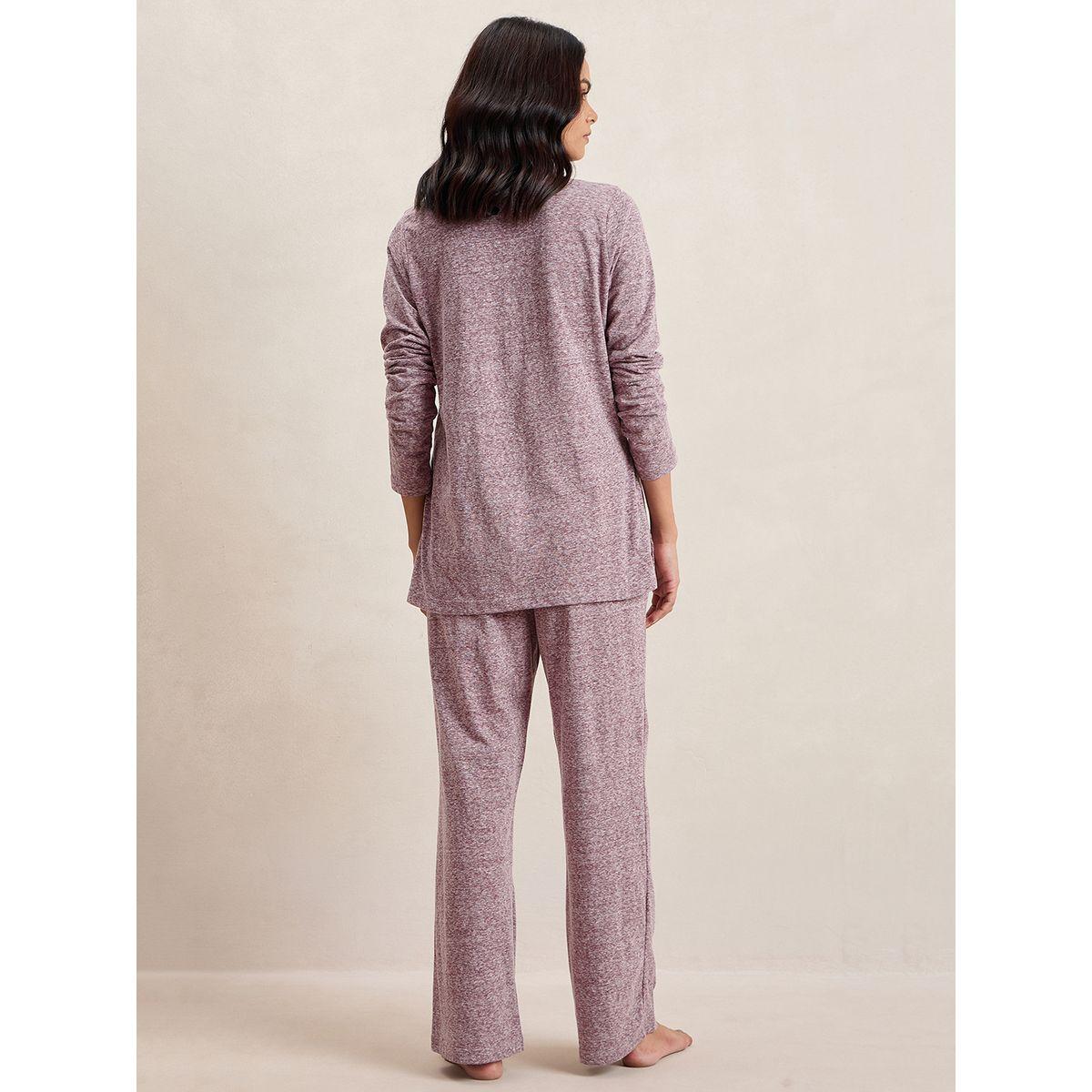طقم منسق من بنطال وبلوزة ميلانج بأزرار غلق فِميلا × ستايلي-women-clothing-coordsets-image-3