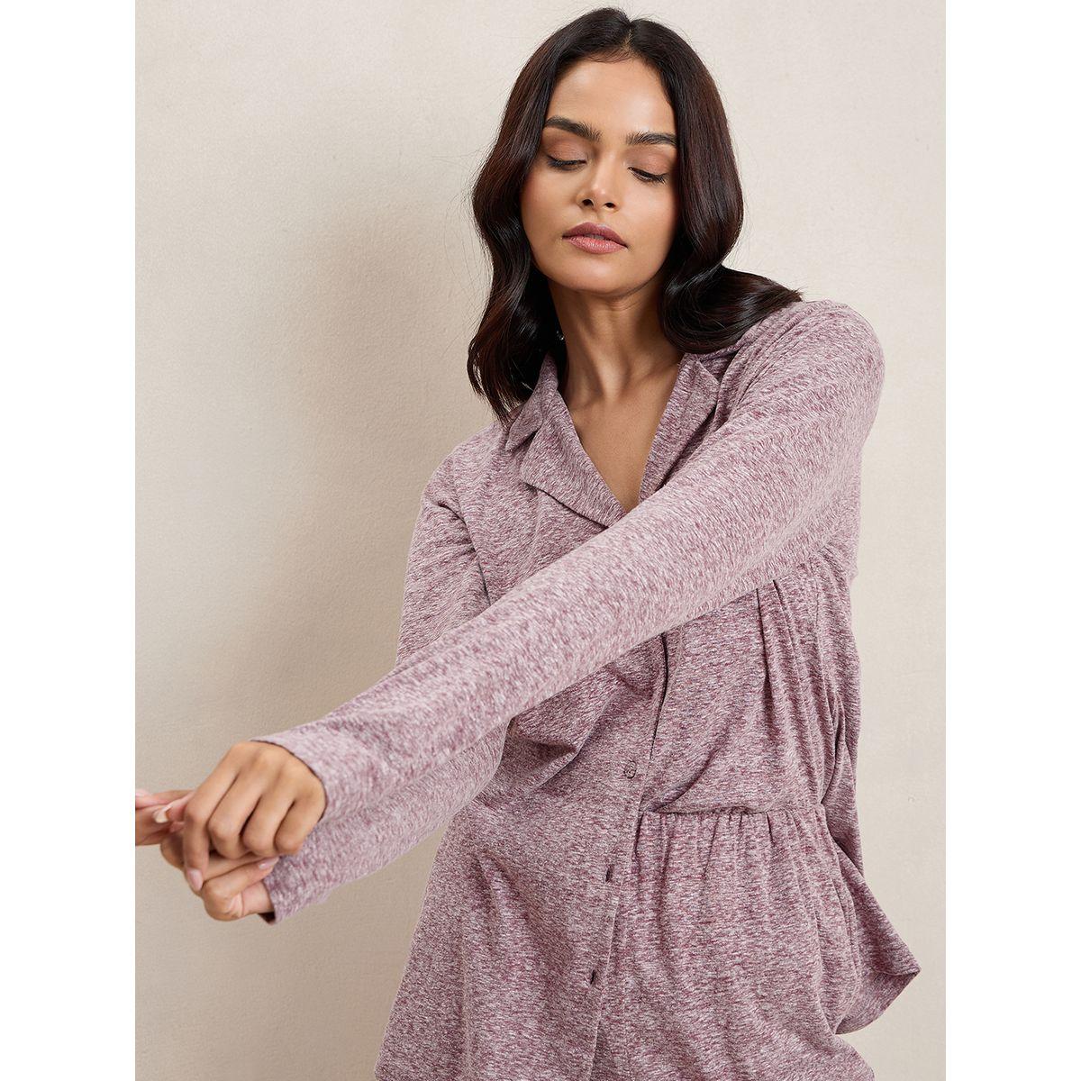 Femmella X Styli  Melange Button Down Top & Pants Co-Ords-women-clothing-coordsets-image-8
