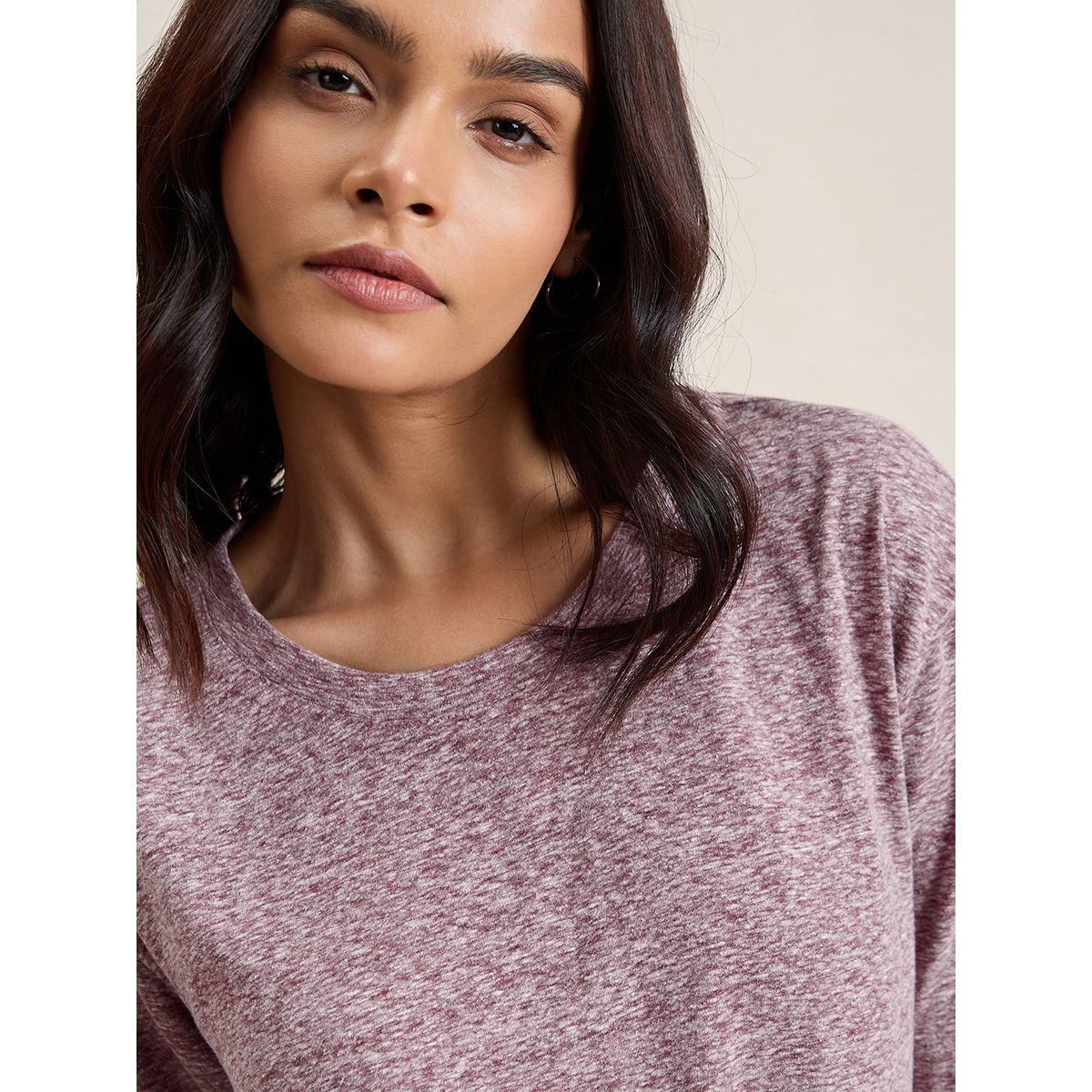 طقم منسق من بنطال مع بلوزة ميلانج بشق جانبي فِميلا × ستايلي-women-clothing-coordsets-image-4