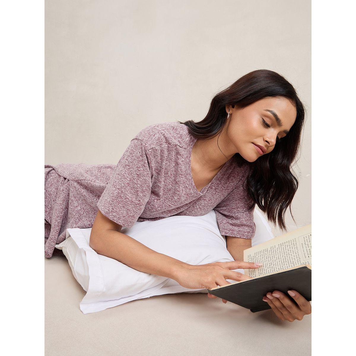 طقم منسق من بنطال مع بلوزة ميلانج بشق جانبي فِميلا × ستايلي-women-clothing-coordsets-image-6