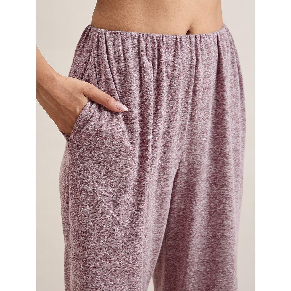 طقم منسق من بنطال مع بلوزة ميلانج بشق جانبي فِميلا × ستايلي-women-clothing-coordsets-image-8