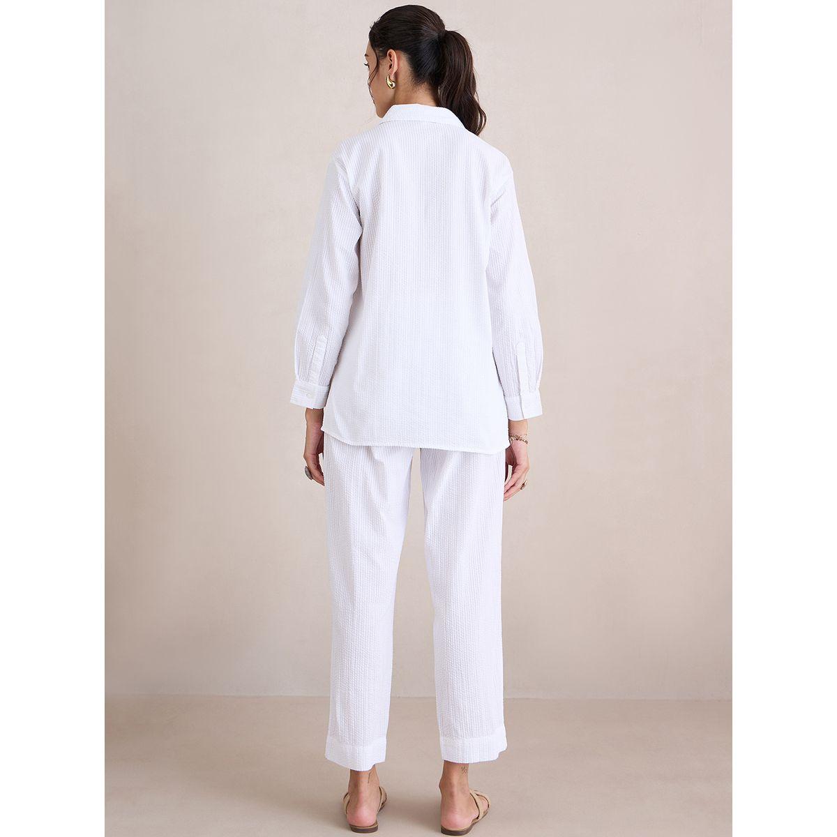 طقم منسق من بنطال وبلوزة بتفاصيل بارزة الملمس فِميلا × ستايلي-women-clothing-coordsets-image-1