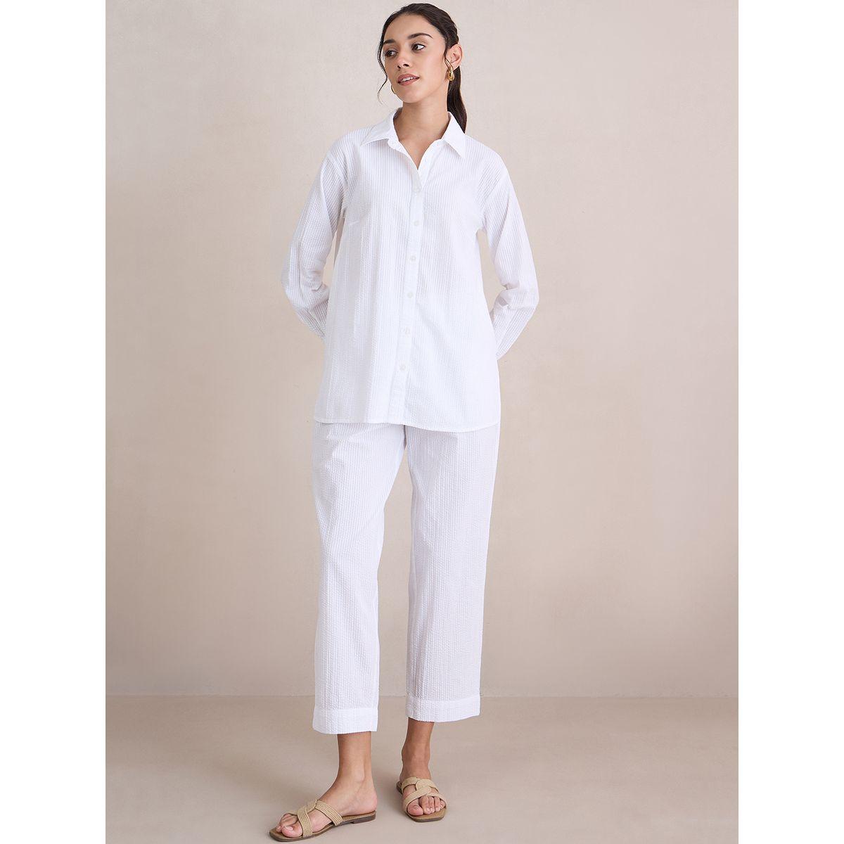 طقم منسق من بنطال وبلوزة بتفاصيل بارزة الملمس فِميلا × ستايلي-women-clothing-coordsets-image-3