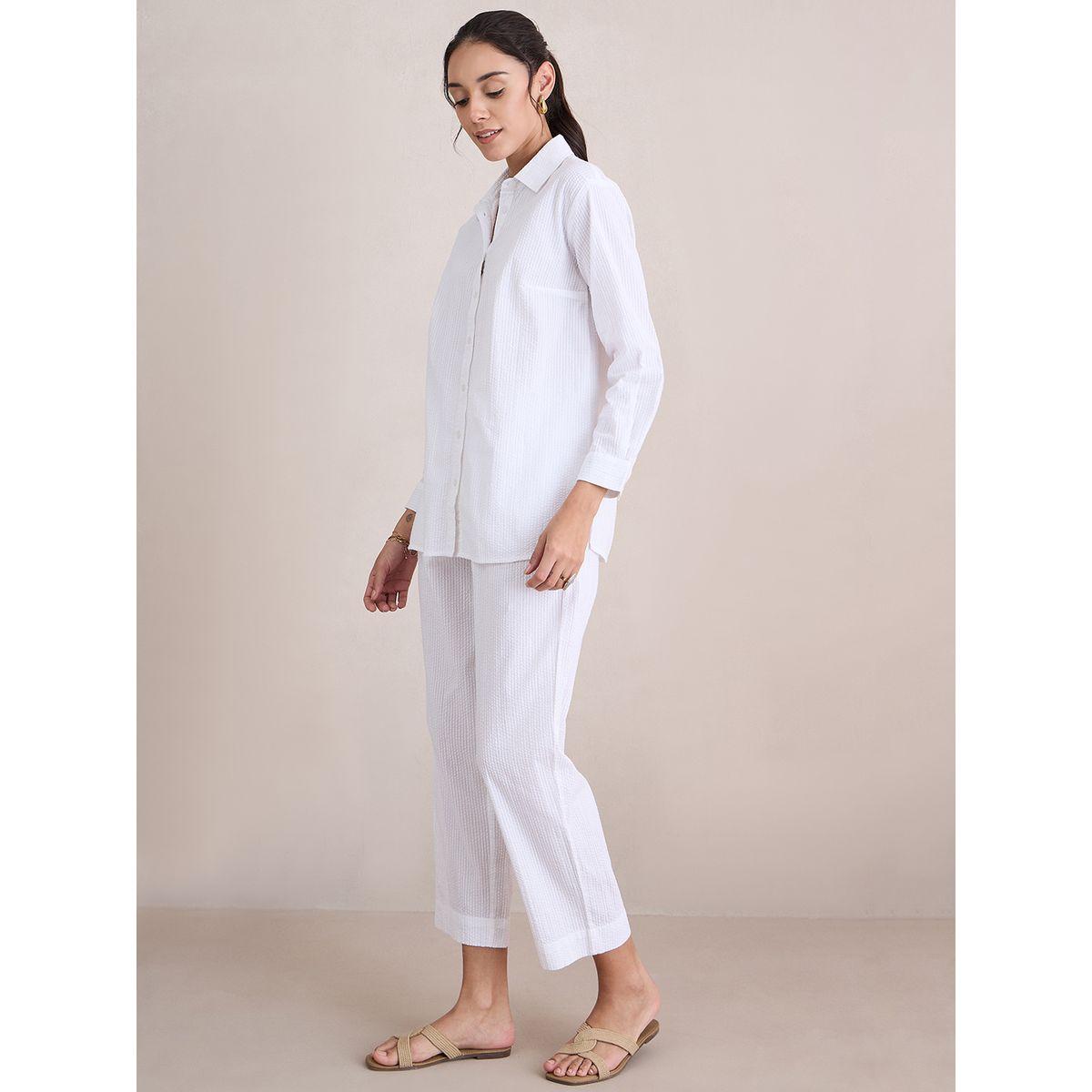 طقم منسق من بنطال وبلوزة بتفاصيل بارزة الملمس فِميلا × ستايلي-women-clothing-coordsets-image-4