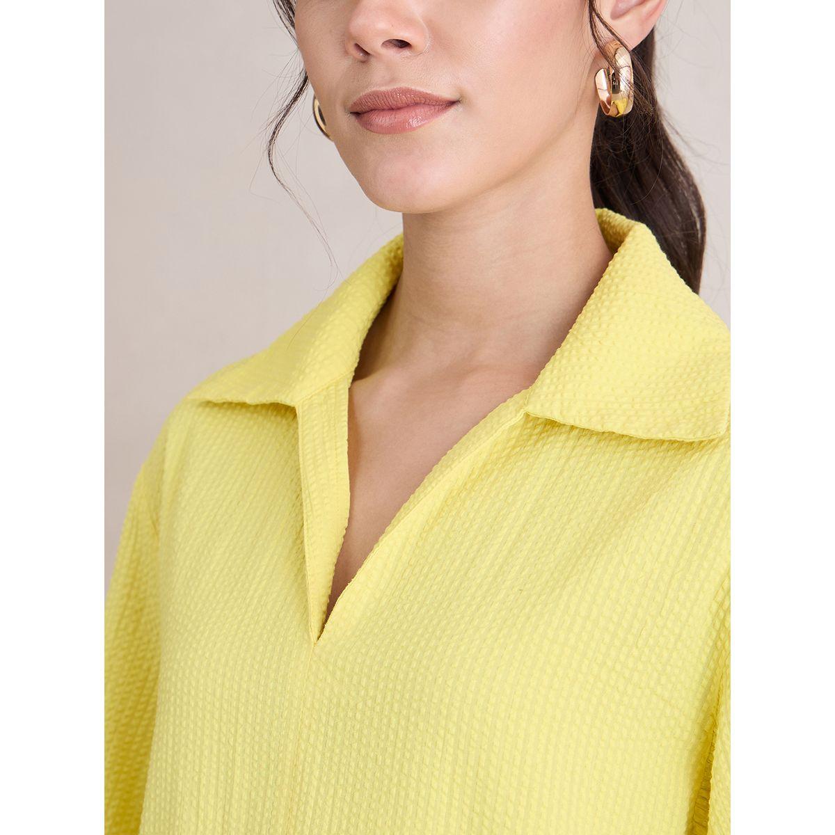 Femmella X Styli  Textured Seersucker Shirt & Pants Co-Ords-women-clothing-coordsets-image-6