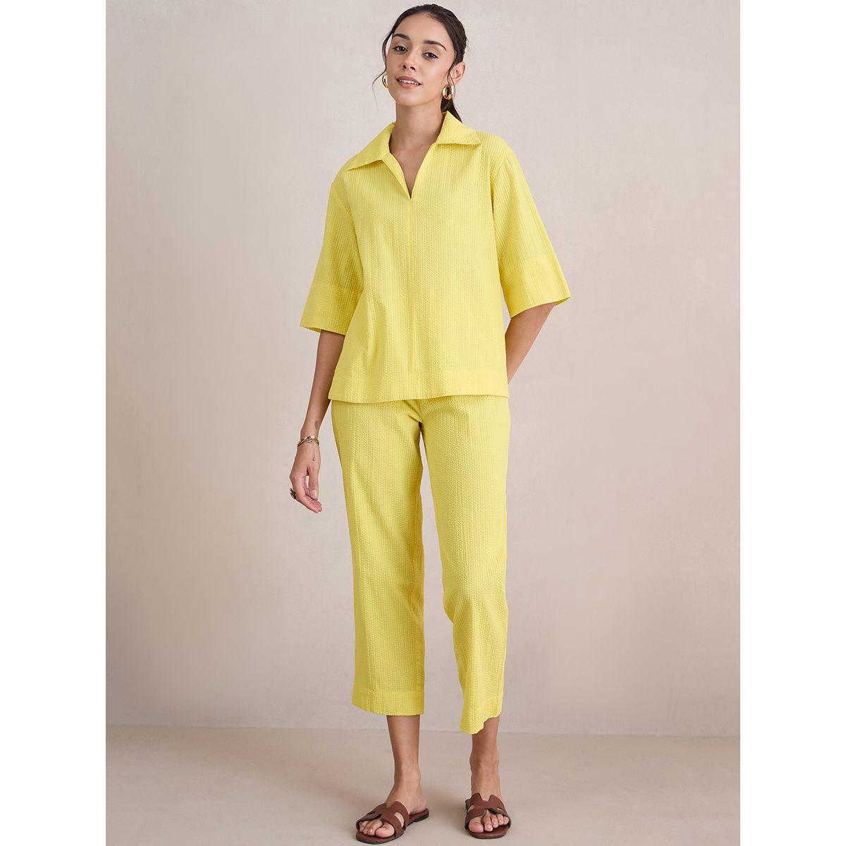 Femmella X Styli  Textured Seersucker Shirt & Pants Co-Ords-women-clothing-coordsets-image-7