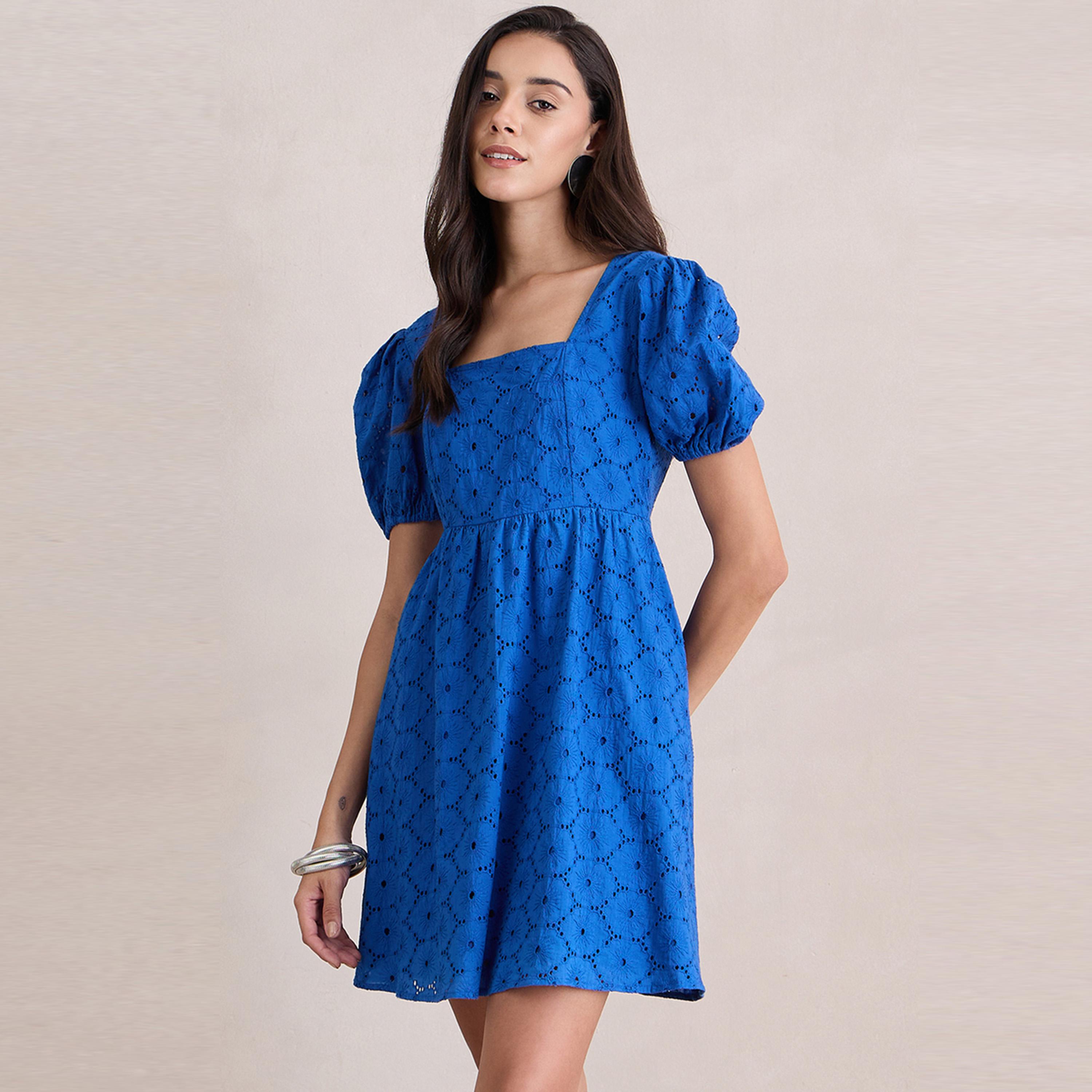 فستان قصير شيفلي بياقة واسعة فِميلا × ستايلي-women-clothing-dresses-image-2