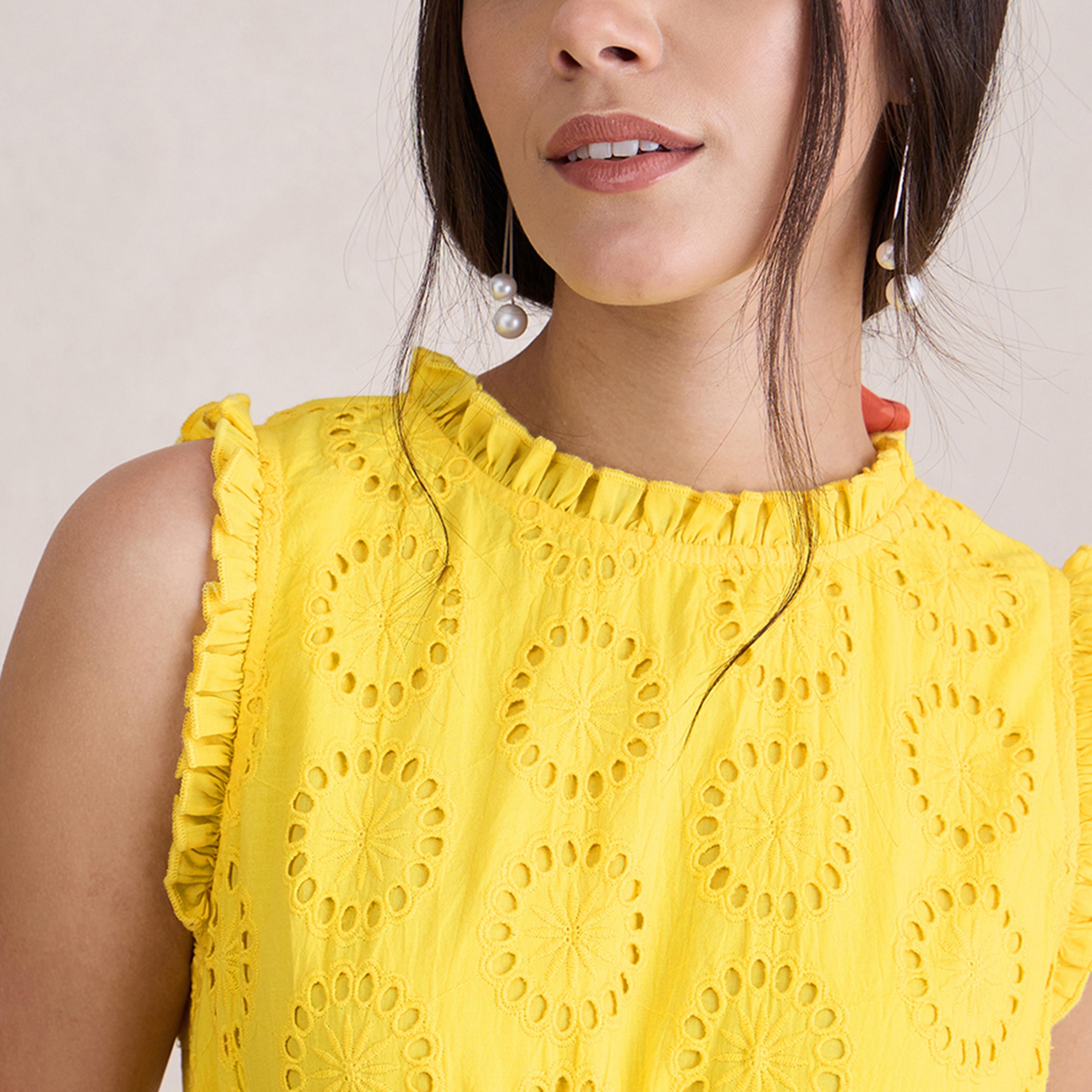 فستان ميدي شيفلي مزين بكسرات وكشكش فِميلا × ستايلي-women-clothing-dresses-image-6