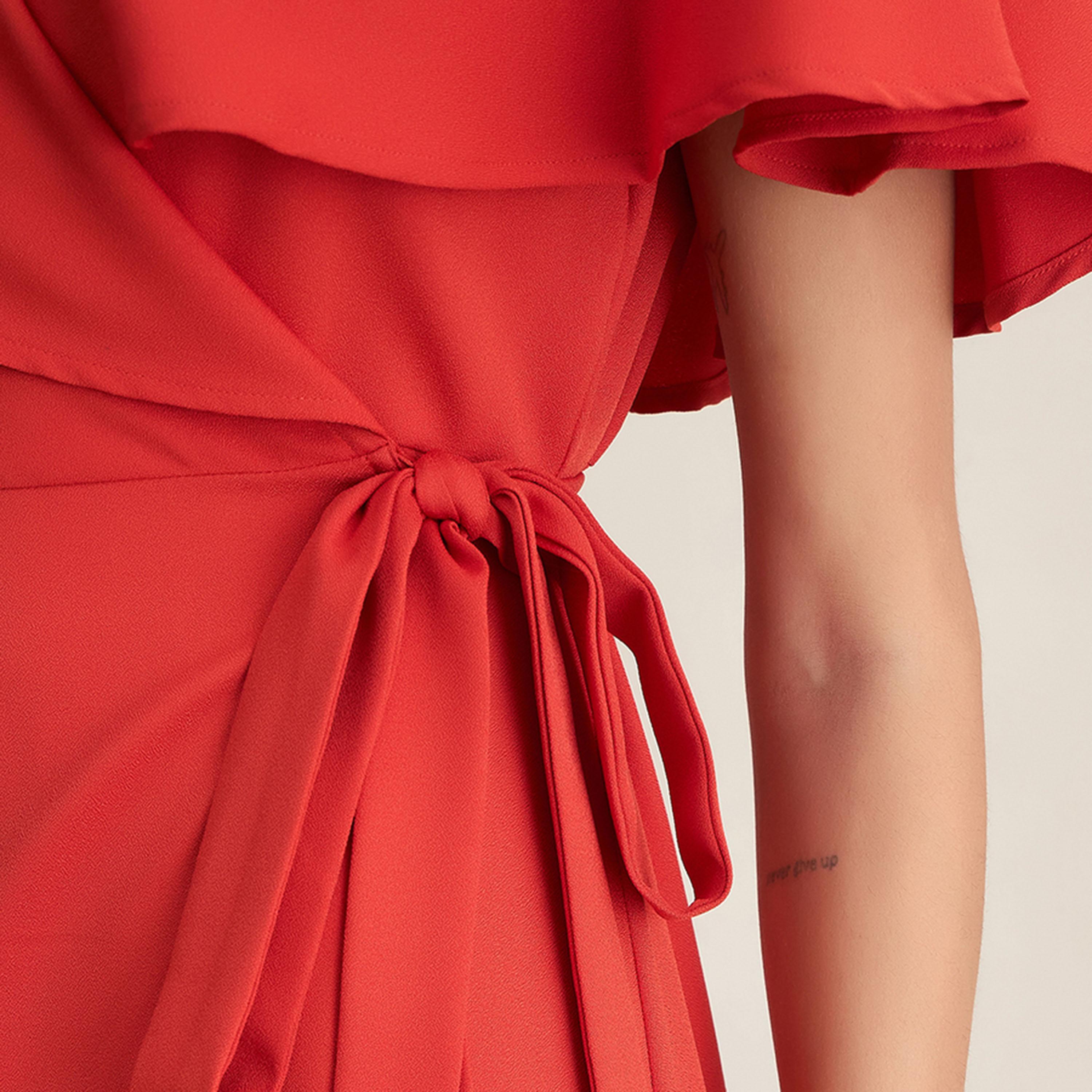 Femmella X Styli  Cape Style Sleeve Wrap Maxi Dress with Tie-Waist-women-clothing-dresses-image-4