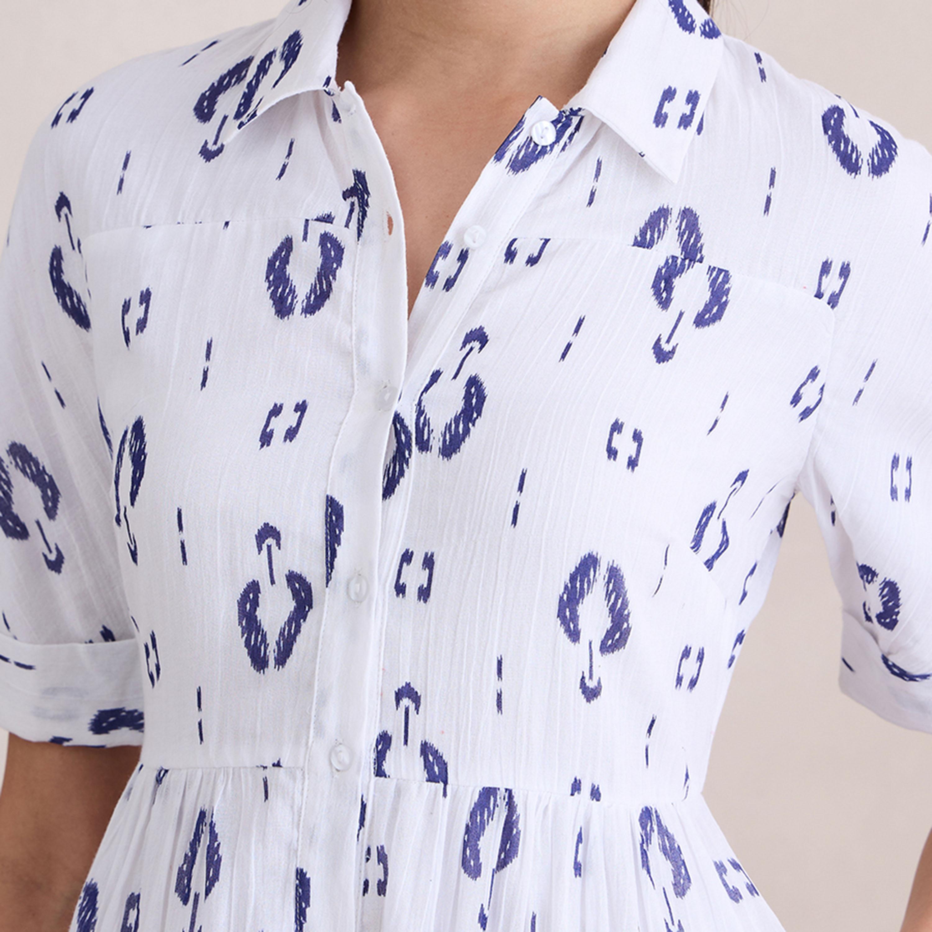 Femmella X Styli  Printed Shirt Midi Dress with Buttons-women-clothing-dresses-image-4