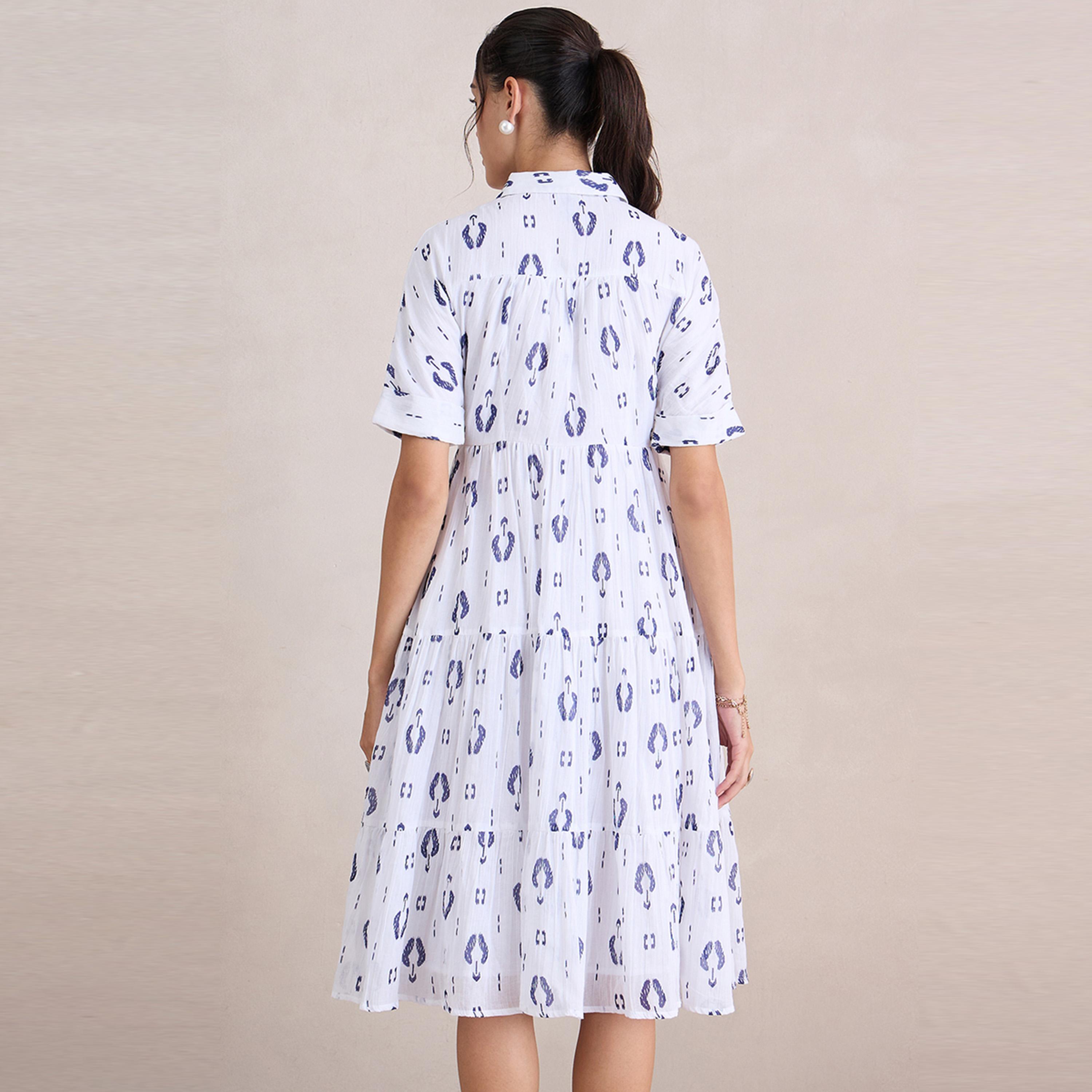 Femmella X Styli  Printed Shirt Midi Dress with Buttons-women-clothing-dresses-image-6