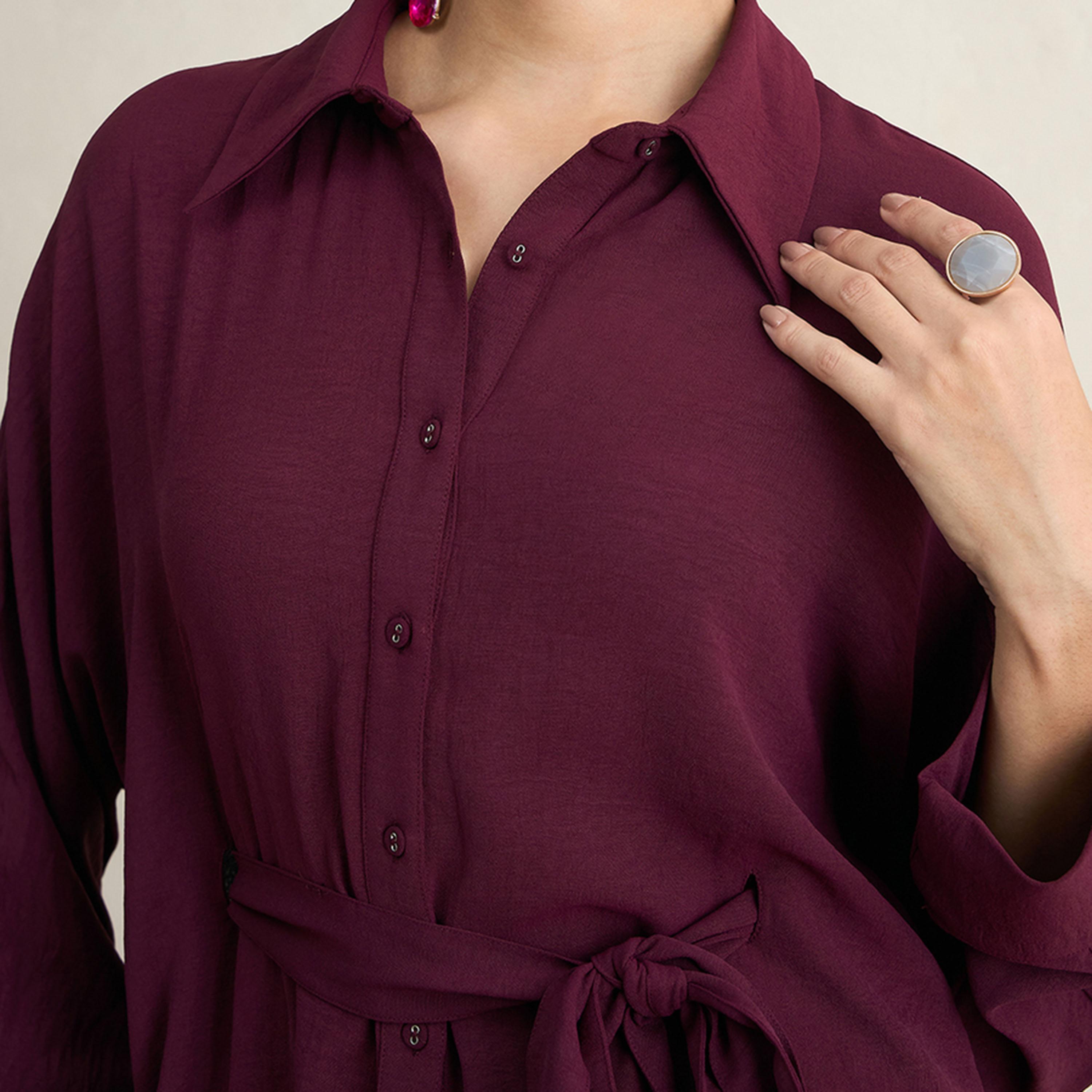 Femmella X Styli  Solid Shirt Midi Dress with High Low Hem-women-clothing-dresses-image-3