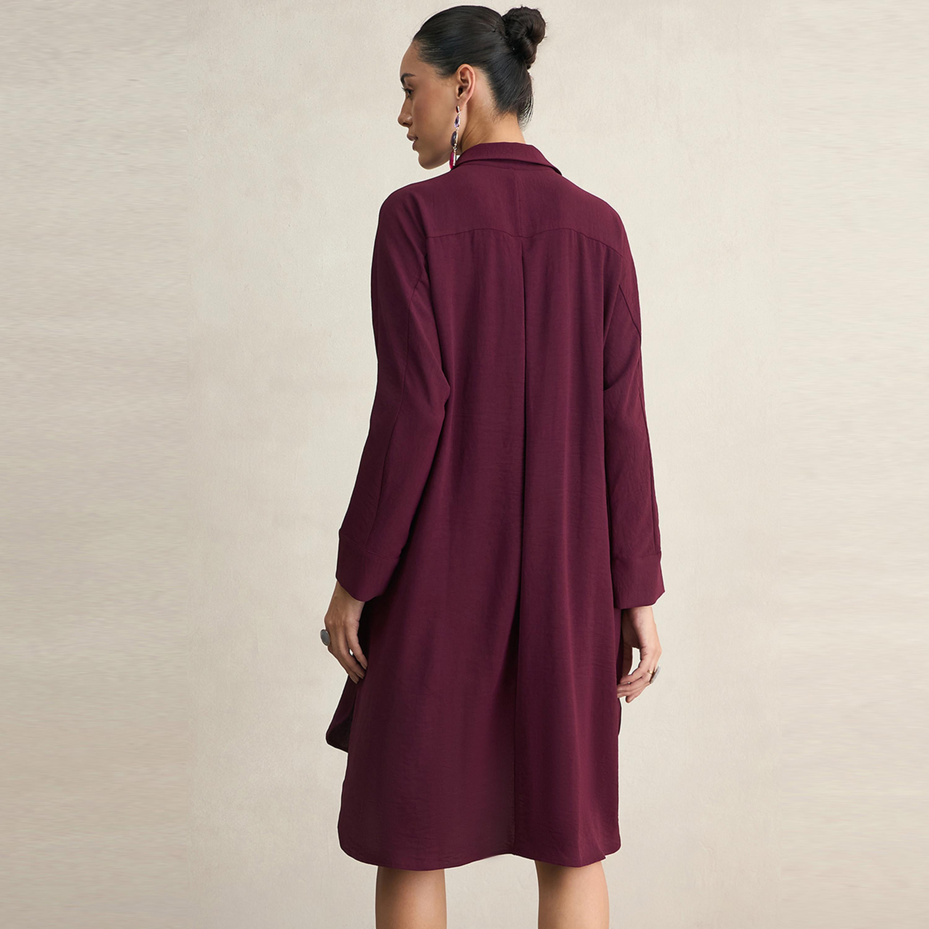 Femmella X Styli  Solid Shirt Midi Dress with High Low Hem-women-clothing-dresses-image-9