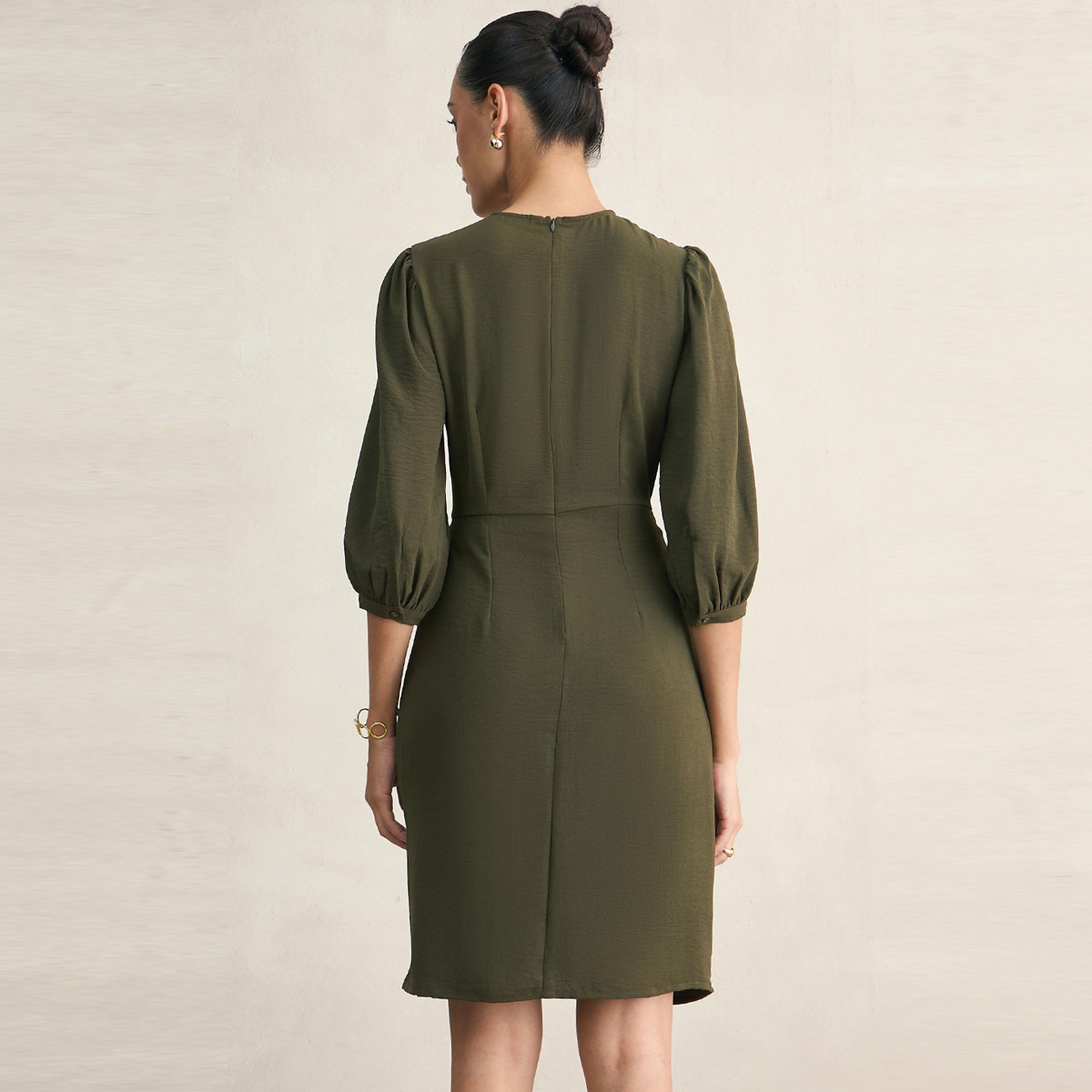 فستان بطول الركبة ونمط لف فِميلا × ستايلي-women-clothing-dresses-image-7