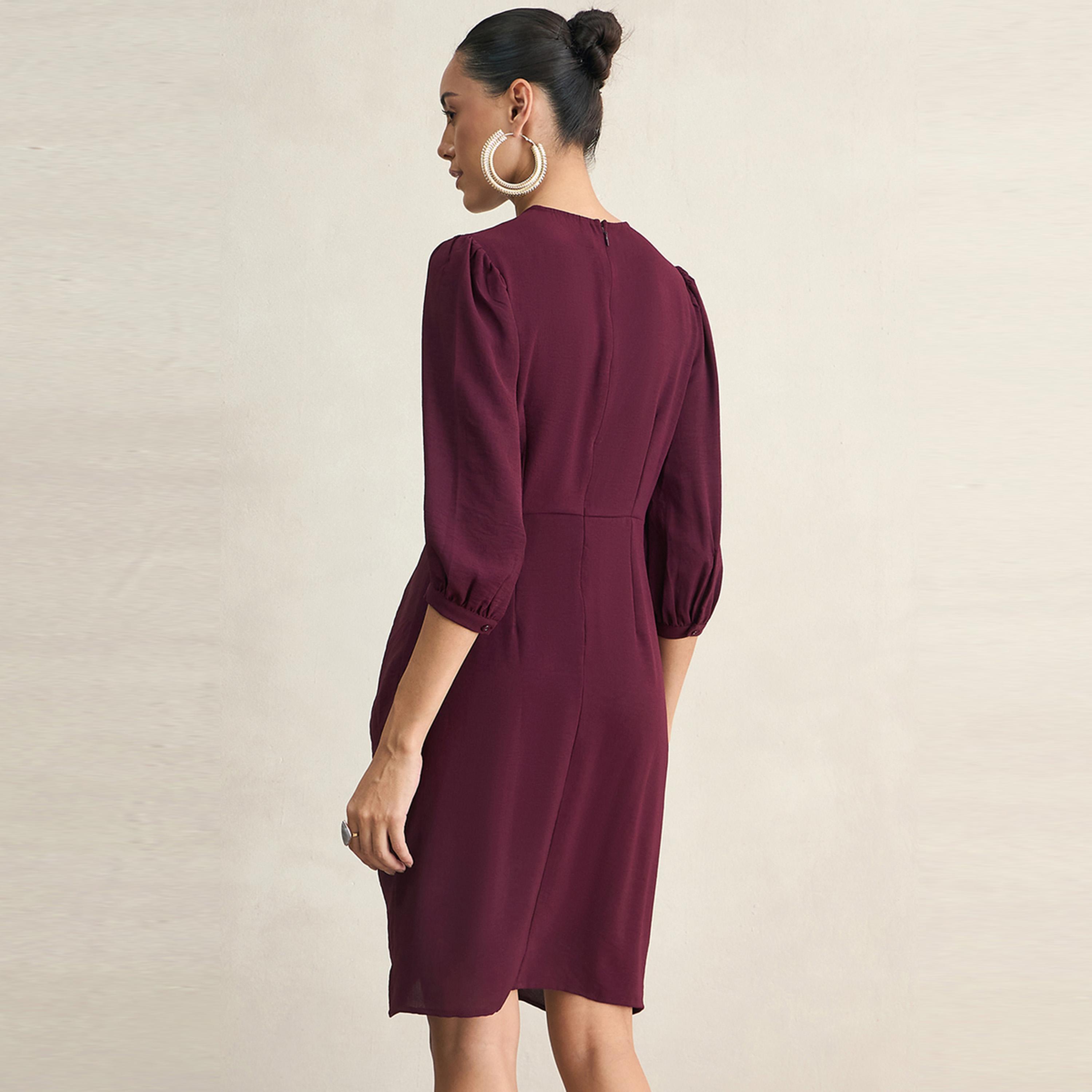 فستان بطول الركبة ونمط لف فِميلا × ستايلي-women-clothing-dresses-image-7