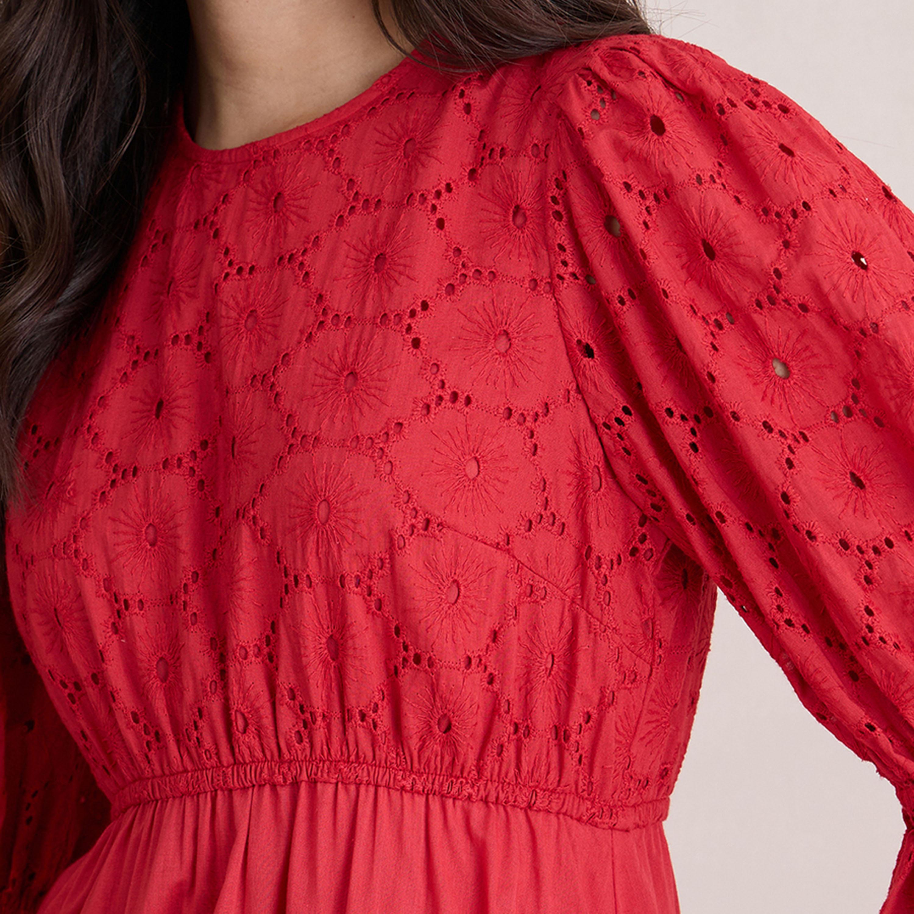 فستان ميدي شيفلي مزين بكسرات فِميلا × ستايلي-women-clothing-dresses-image-4