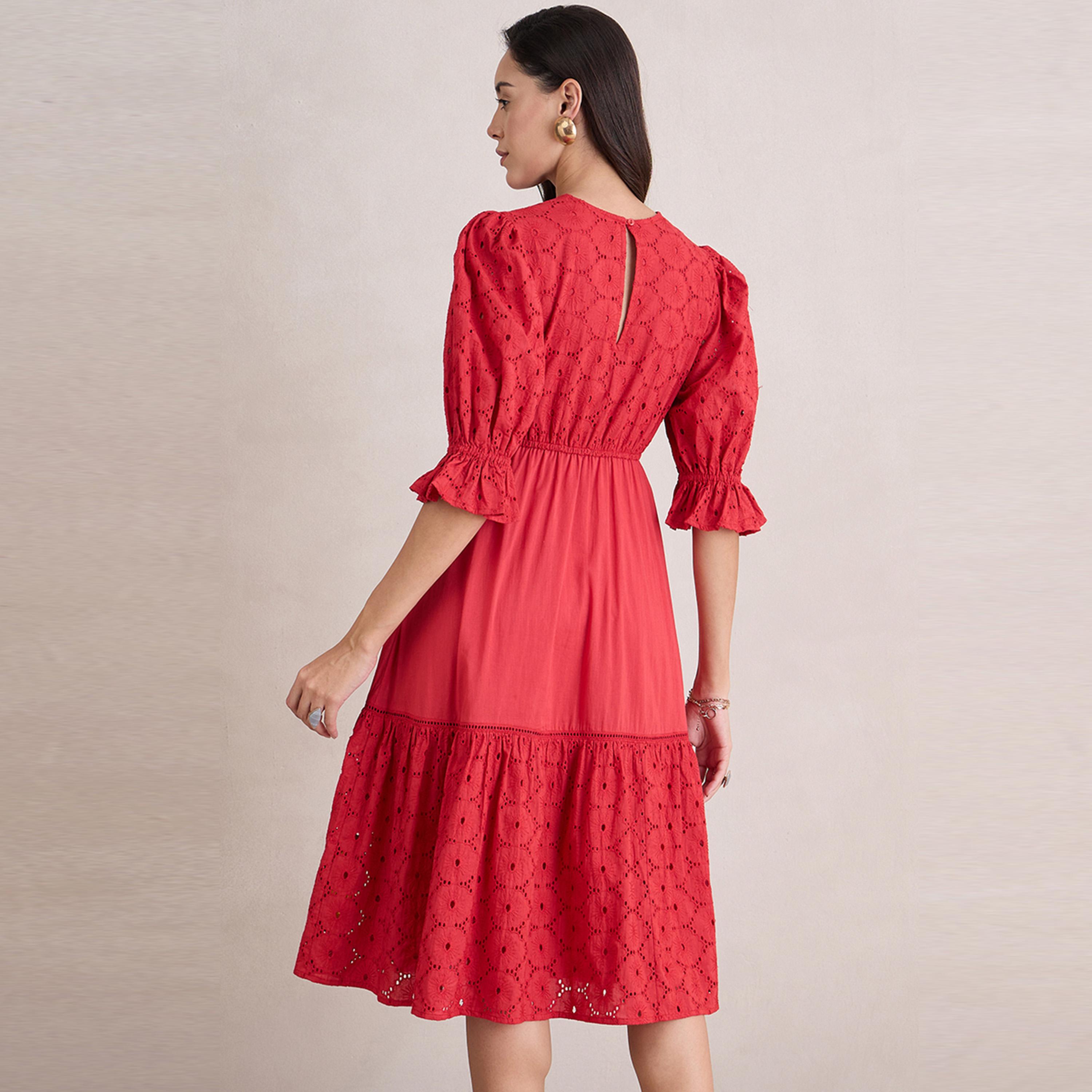 فستان ميدي شيفلي مزين بكسرات فِميلا × ستايلي-women-clothing-dresses-image-6