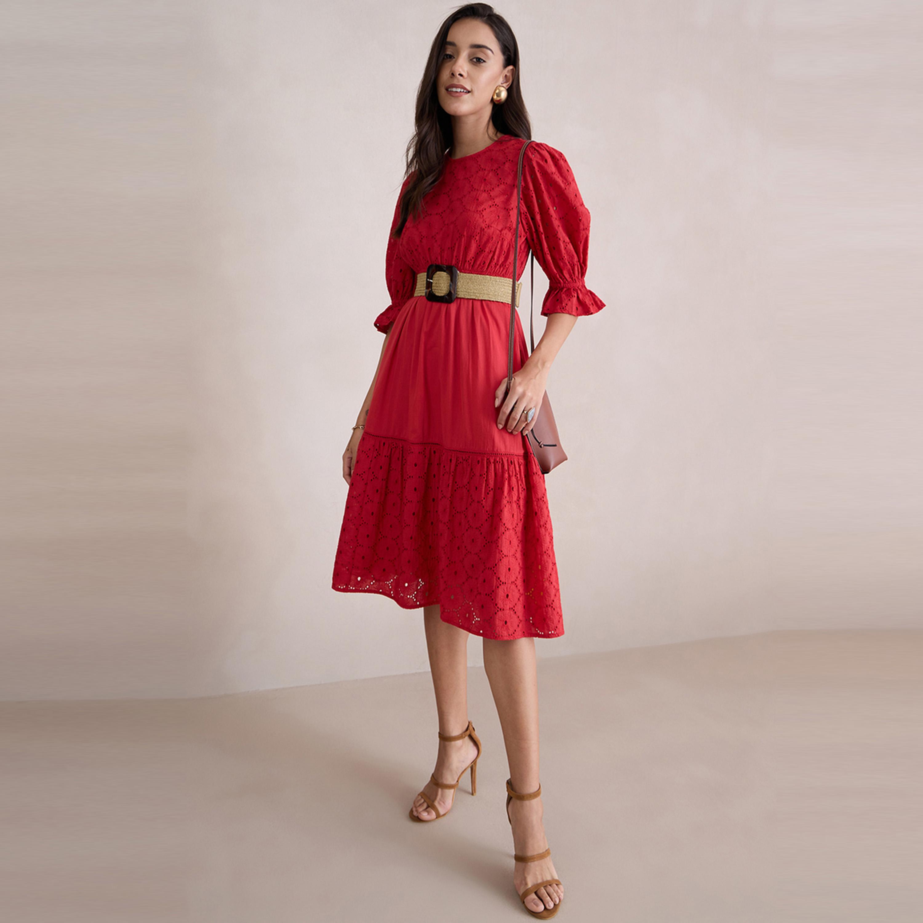 فستان ميدي شيفلي مزين بكسرات فِميلا × ستايلي-women-clothing-dresses-image-7