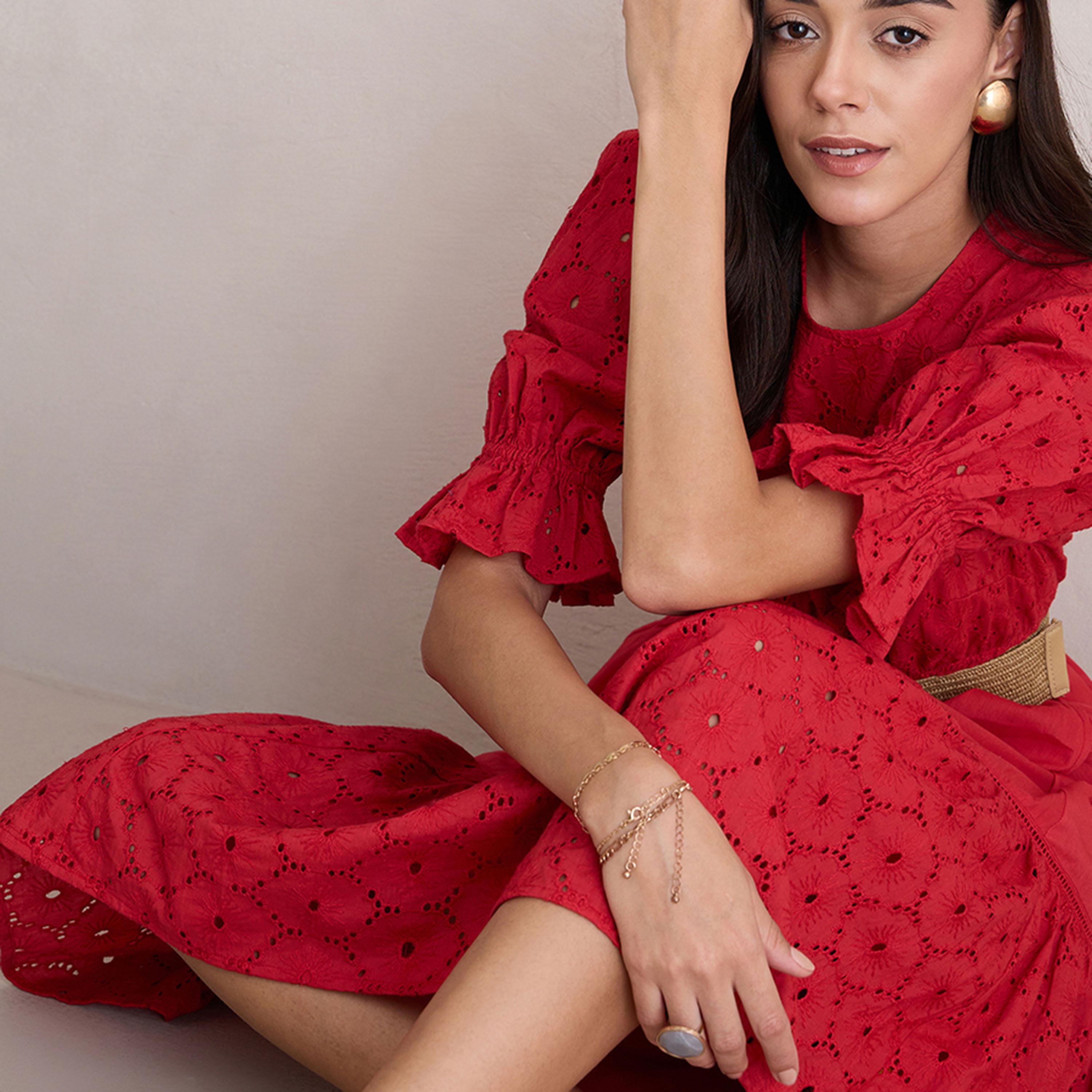 فستان ميدي شيفلي مزين بكسرات فِميلا × ستايلي-women-clothing-dresses-image-8