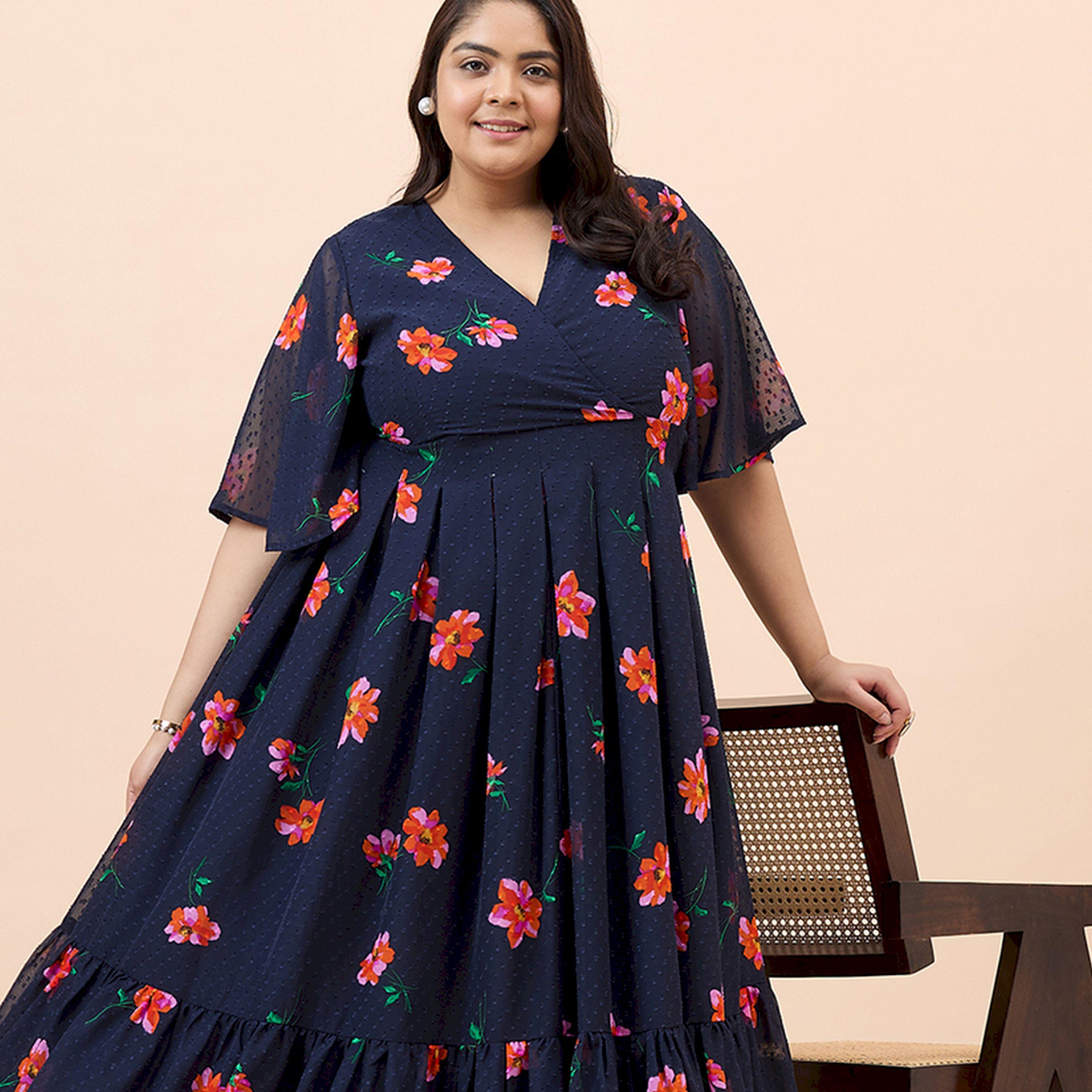 Femmella X Styli  All-Over Print Textured Wrap Tiered Maxi Dress-women-clothing-dresses-image-1