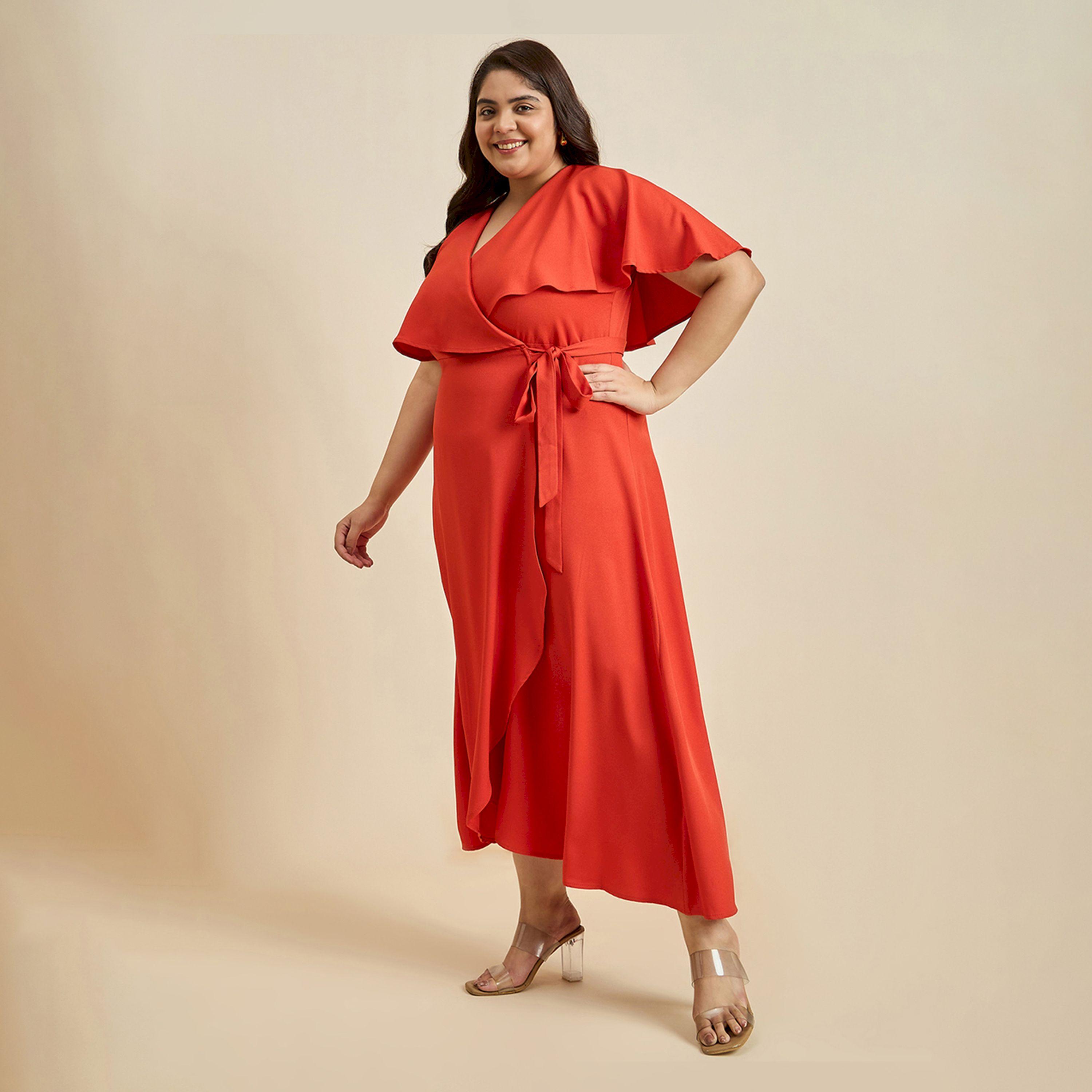 فستان طويل بمقاس كبير وتفاصيل كشكش فِميلا × ستايلي-women-clothing-dresses-image-3