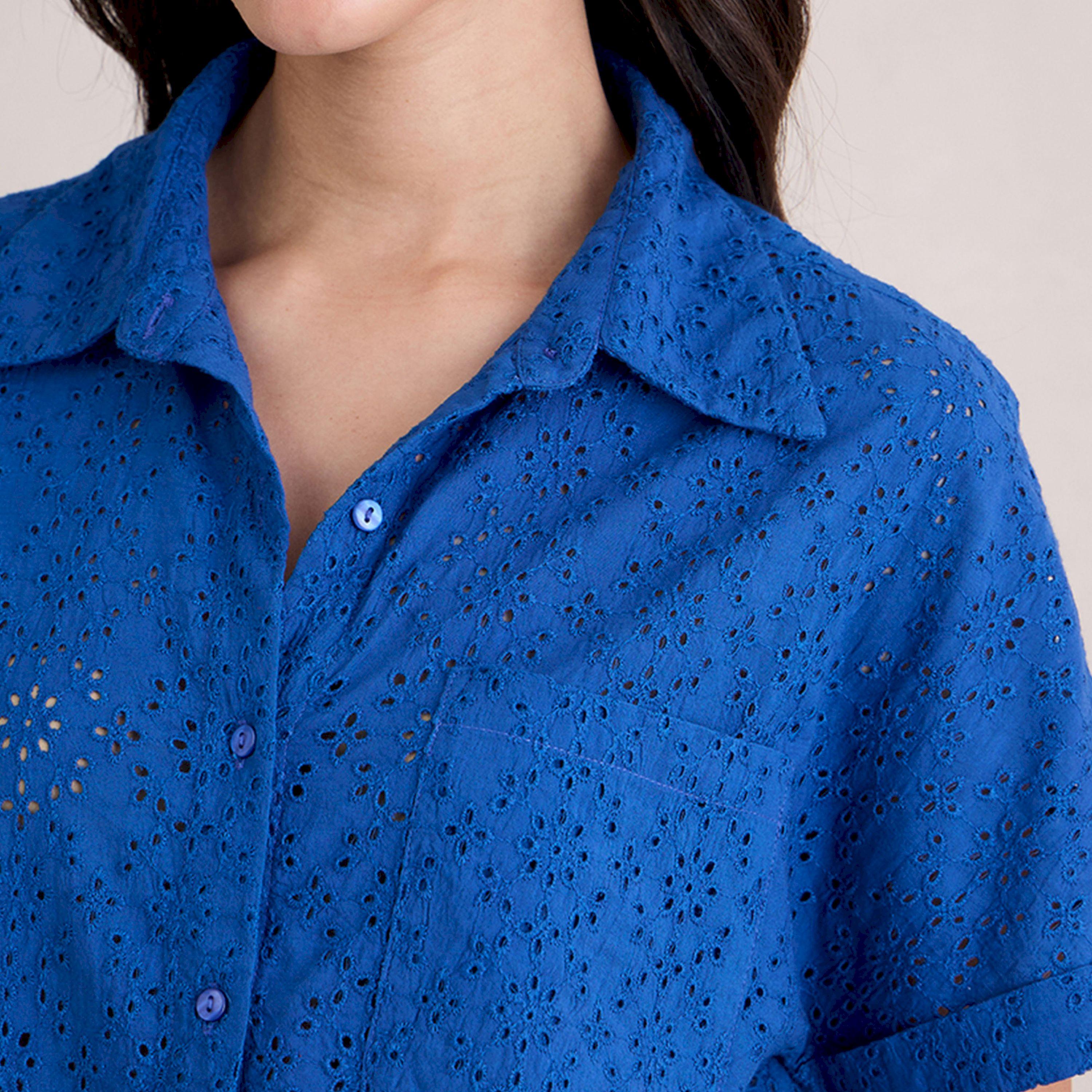 Femmella X Styli  Schiffli Short Sleeve Shirt with Pocket-women-clothing-shirtsandblouses-shirts-image-4