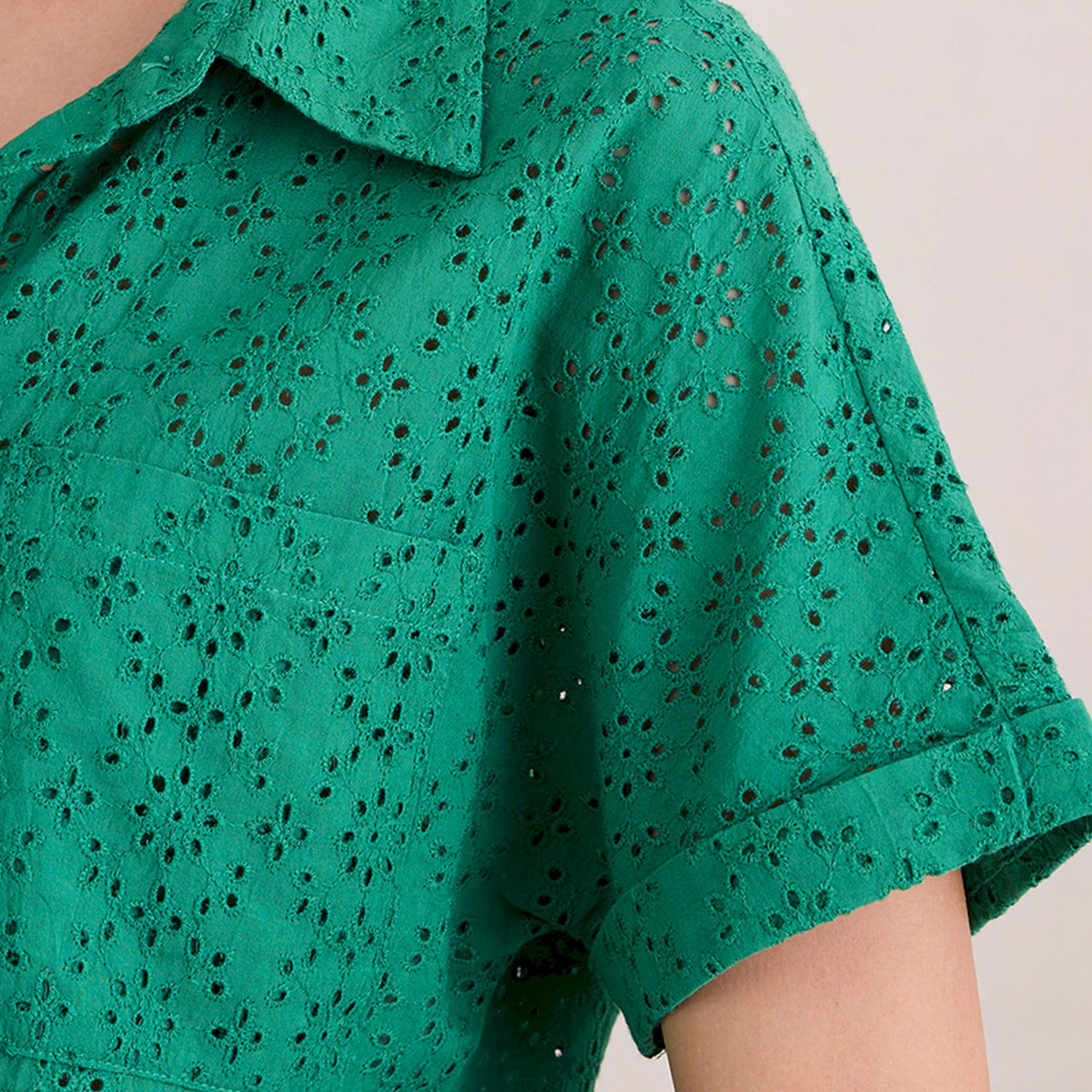 Femmella X Styli  Schiffli Short Sleeve Shirt with Pocket-women-clothing-shirtsandblouses-shirts-image-4