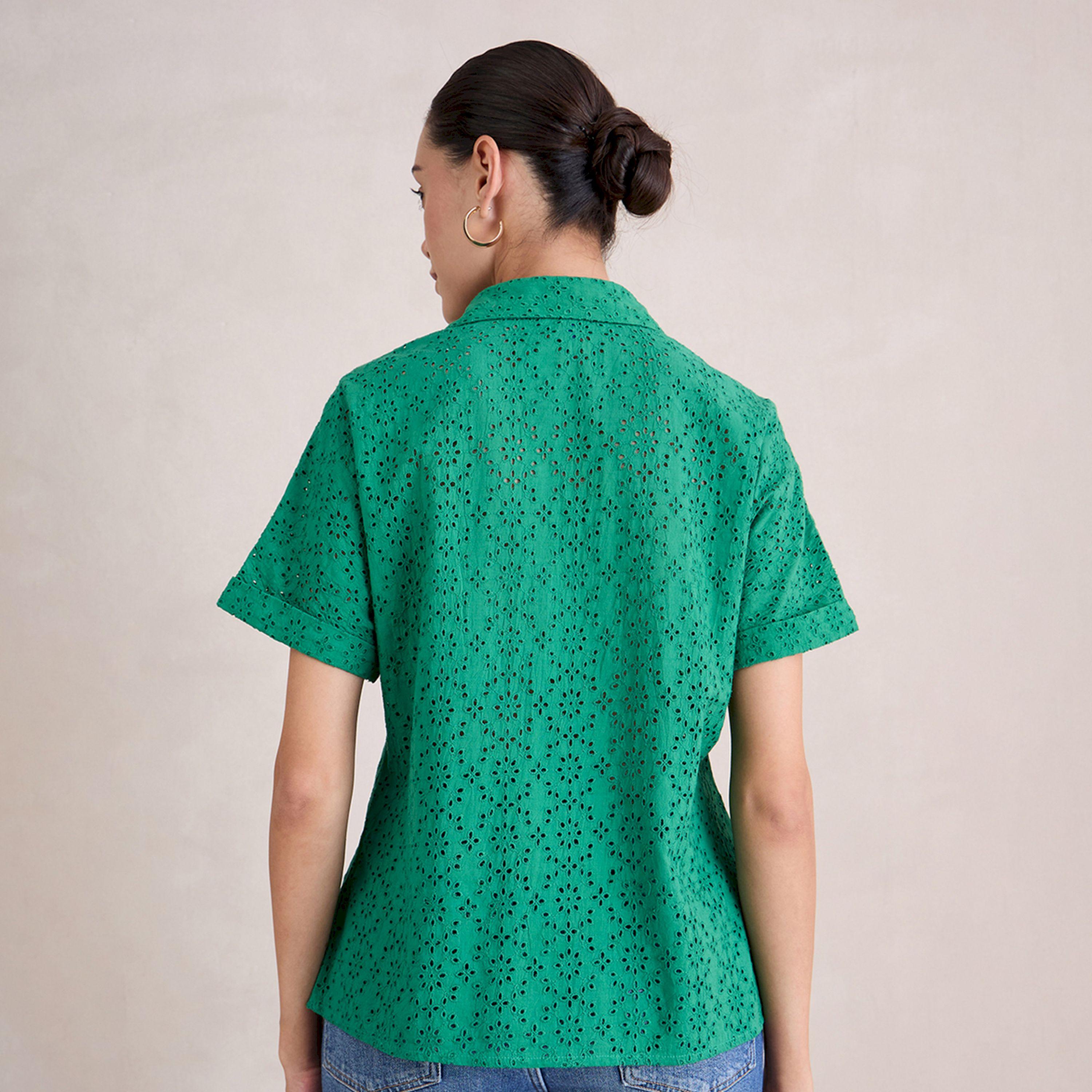 Femmella X Styli  Schiffli Short Sleeve Shirt with Pocket-women-clothing-shirtsandblouses-shirts-image-7