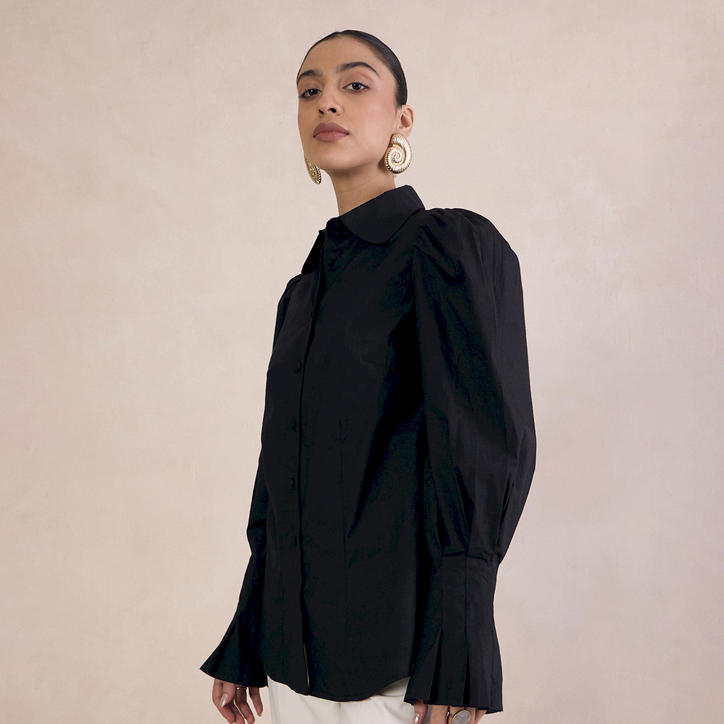 Femmella X Styli  Solid Poplin Shirt with Balloon Sleeves-women-clothing-shirtsandblouses-shirts-image-2