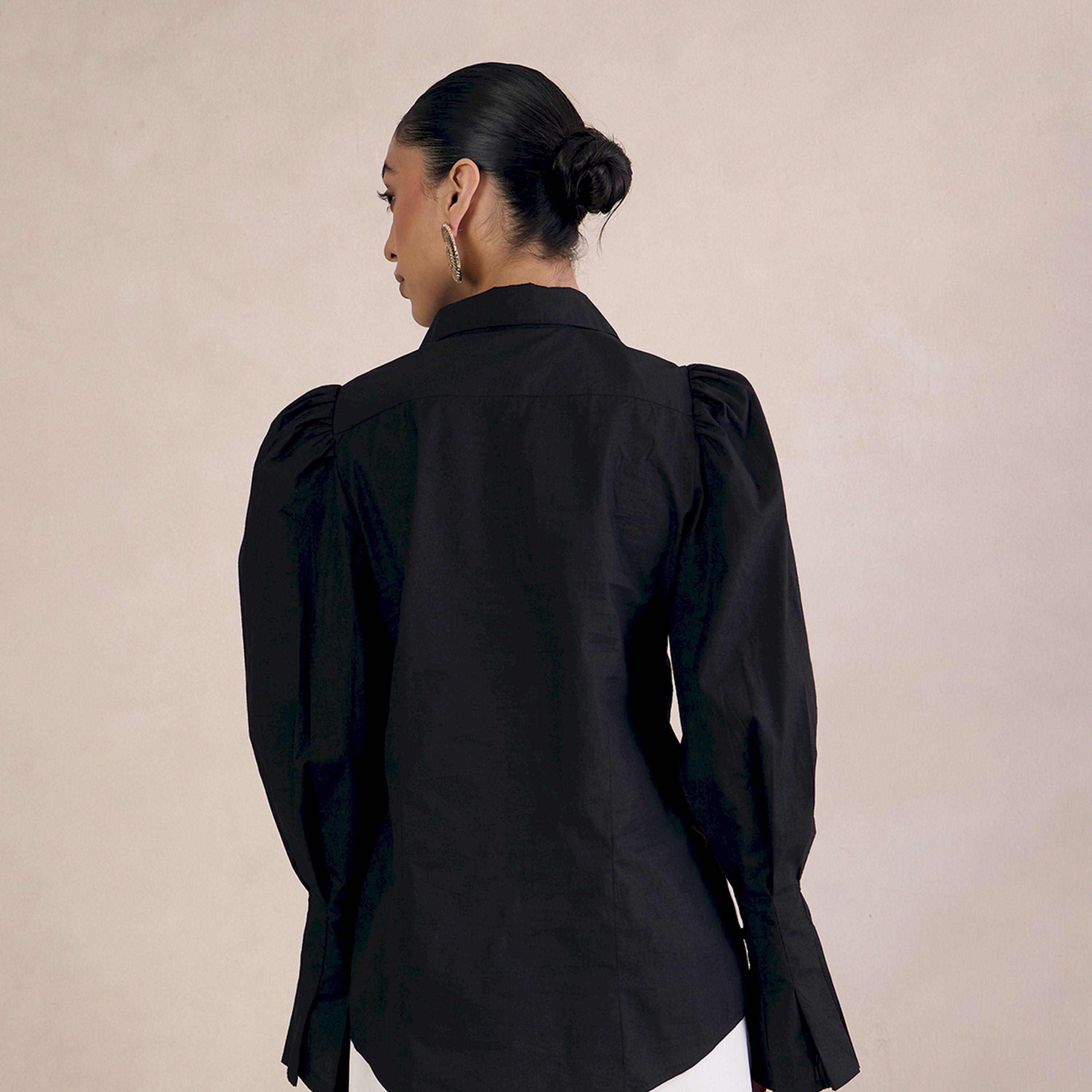 Femmella X Styli  Solid Poplin Shirt with Balloon Sleeves-women-clothing-shirtsandblouses-shirts-image-3