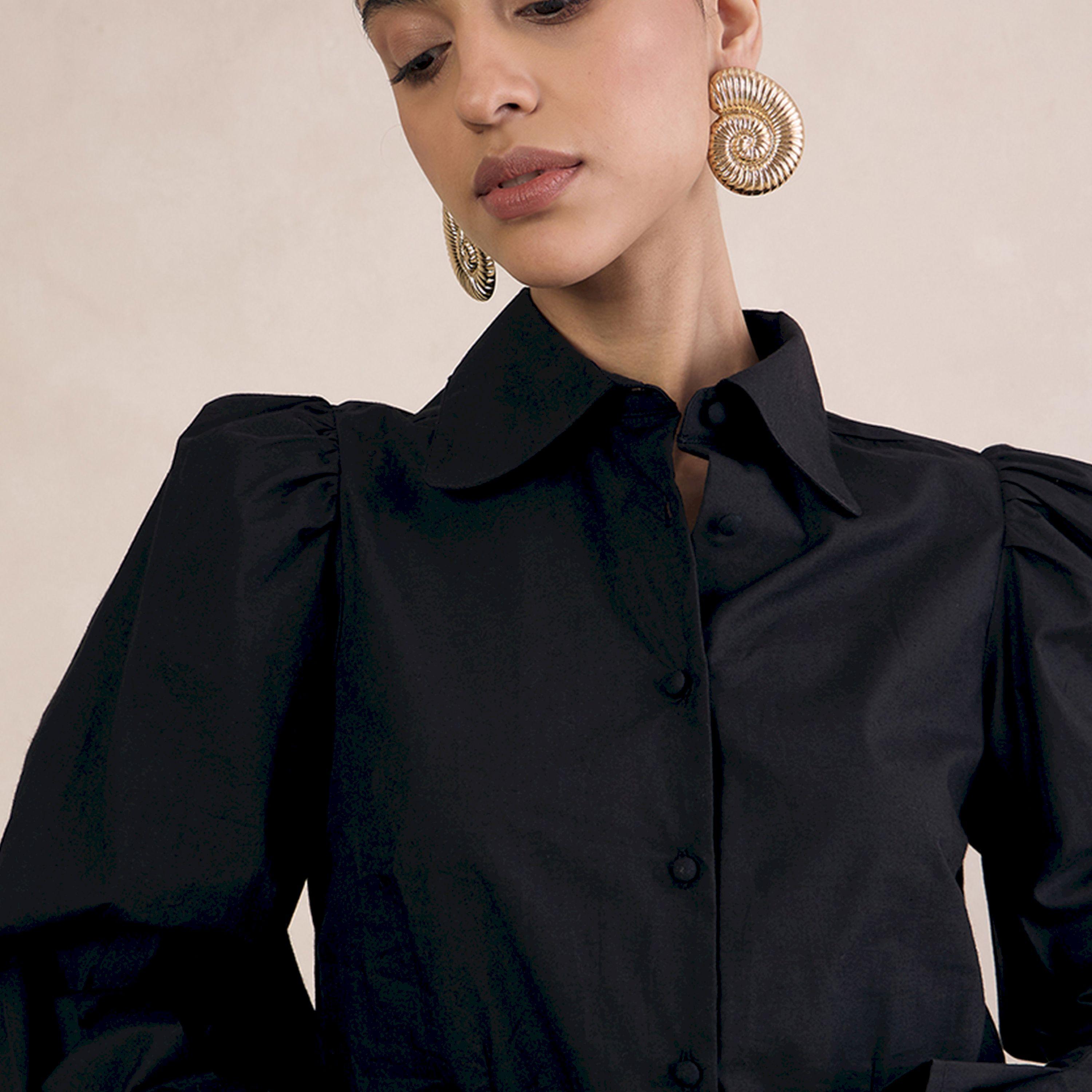 Femmella X Styli  Solid Poplin Shirt with Balloon Sleeves-women-clothing-shirtsandblouses-shirts-image-4