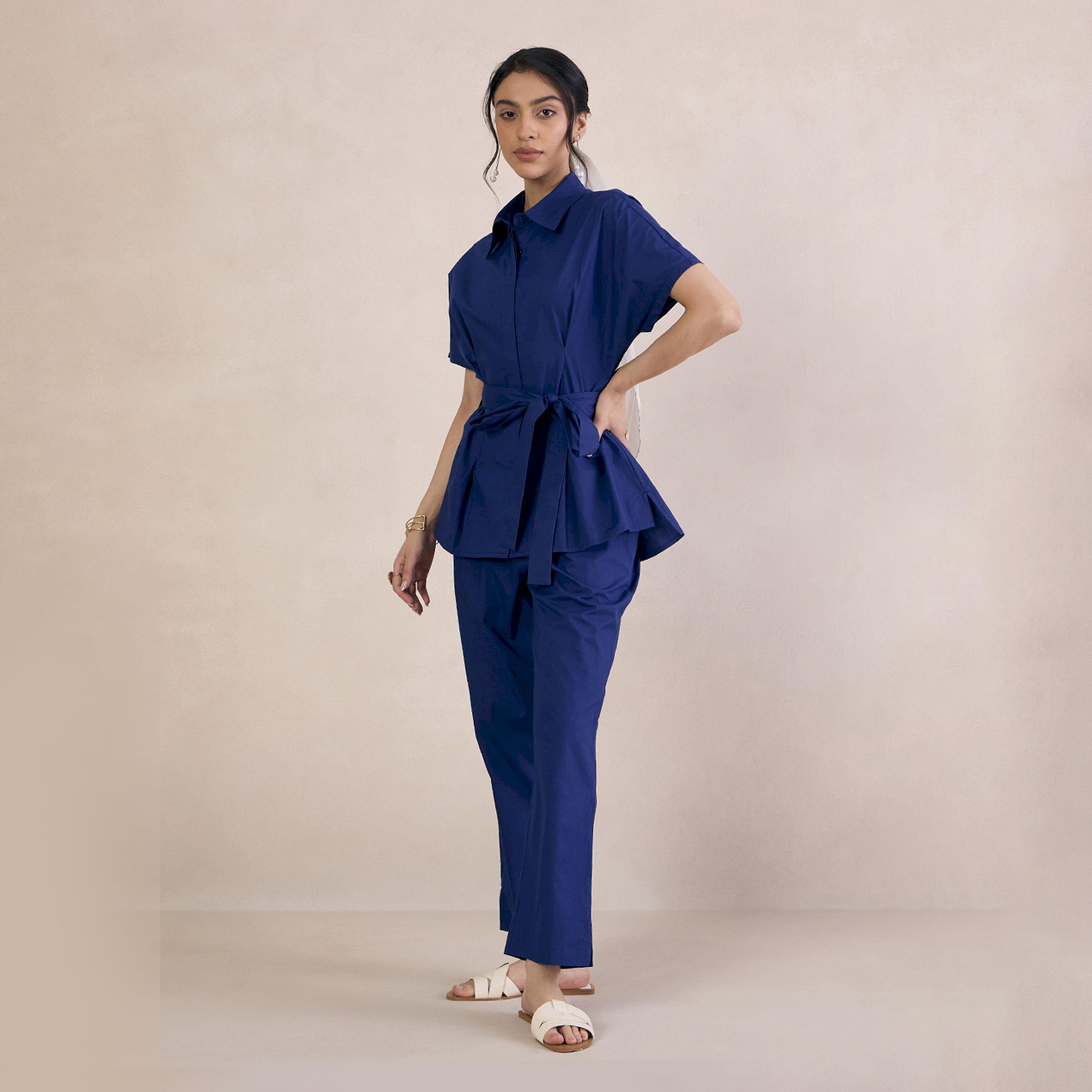 Femmella X Styli  Solid Poplin Shirt with Tie-Belt-women-clothing-shirtsandblouses-shirts-image-2