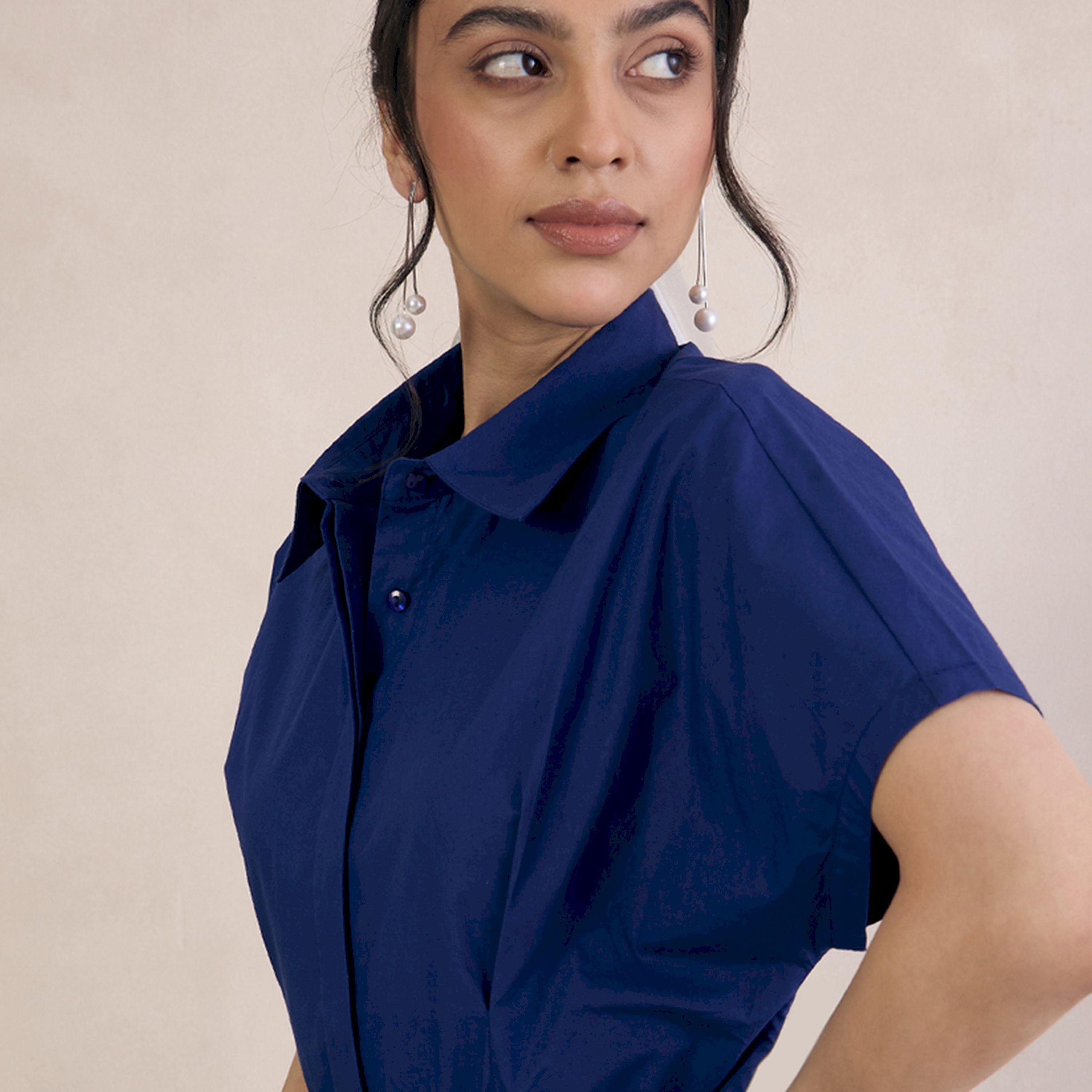 Femmella X Styli  Solid Poplin Shirt with Tie-Belt-women-clothing-shirtsandblouses-shirts-image-3