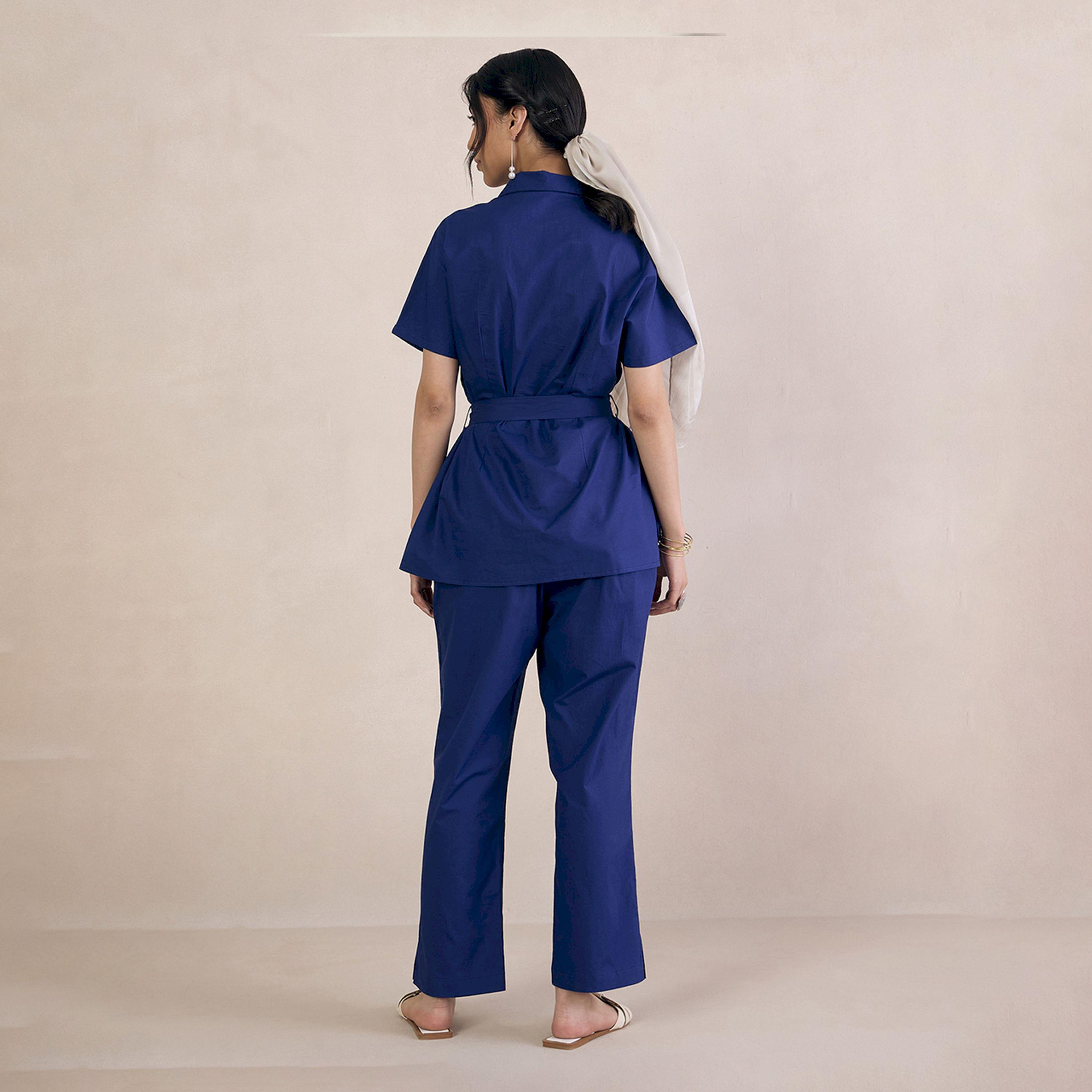 Femmella X Styli  Solid Poplin Shirt with Tie-Belt-women-clothing-shirtsandblouses-shirts-image-4