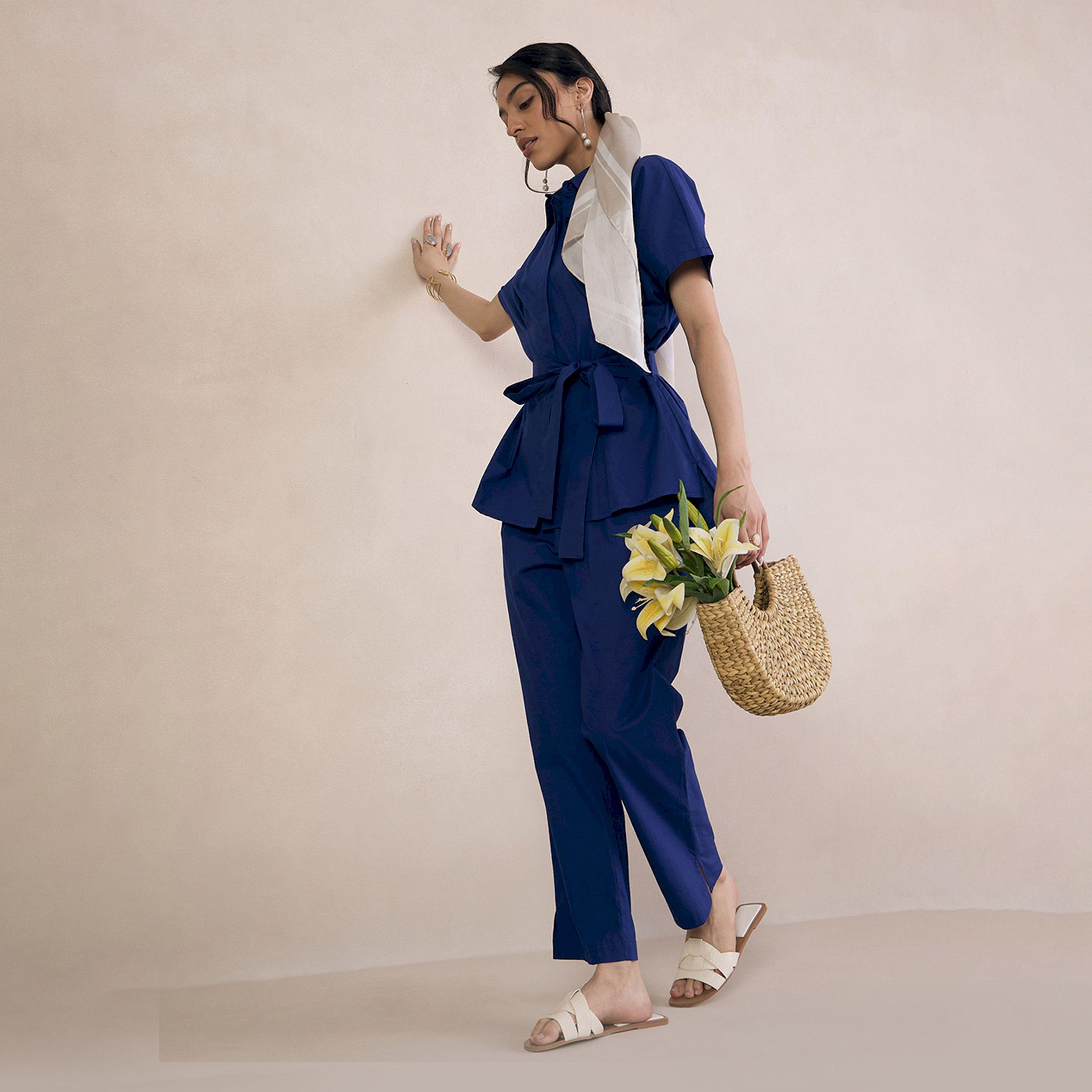 Femmella X Styli  Solid Poplin Shirt with Tie-Belt-women-clothing-shirtsandblouses-shirts-image-5