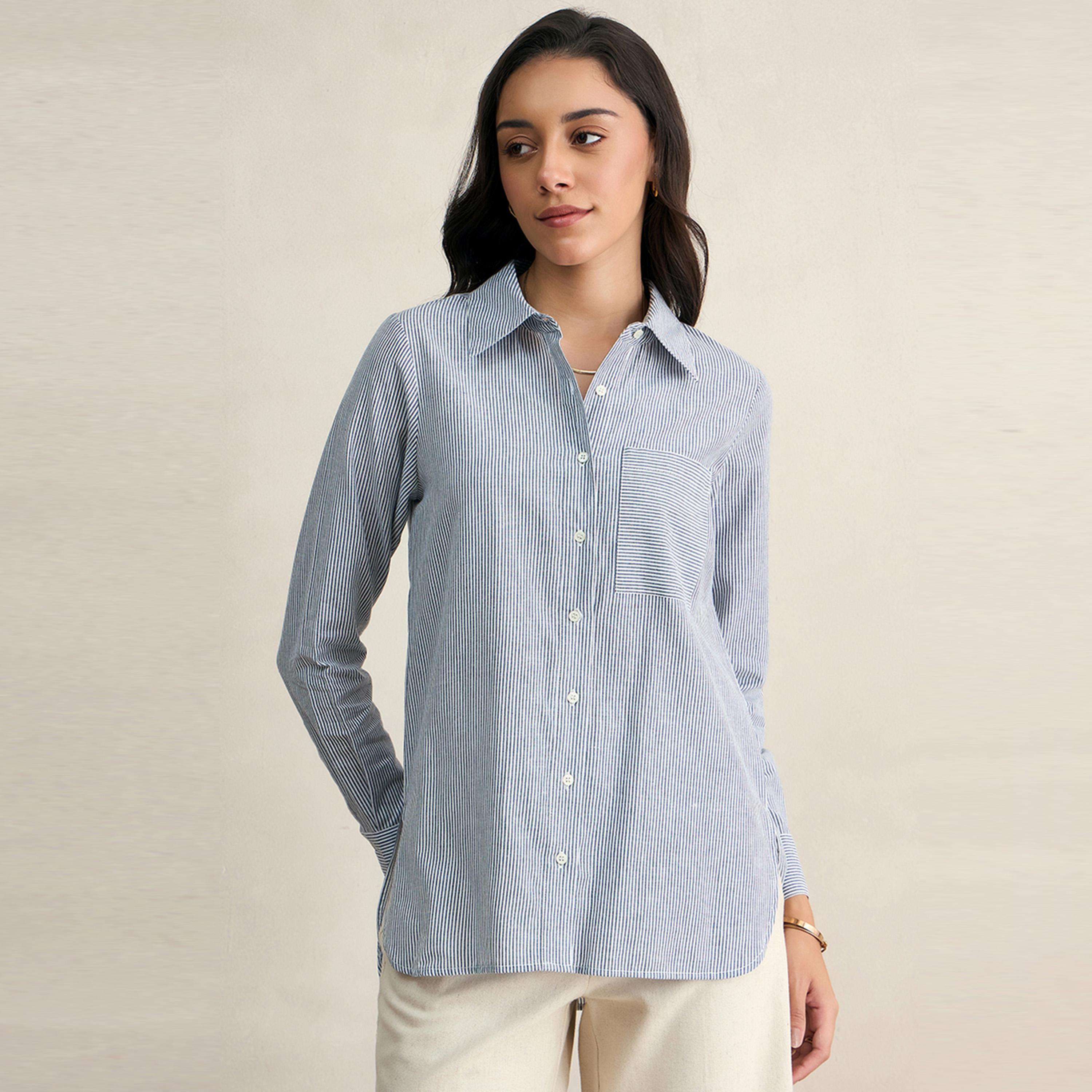 بلوزة بقصة عادية وجيوب فِميلا × ستايلي-women-clothing-shirtsandblouses-shirts-image-1